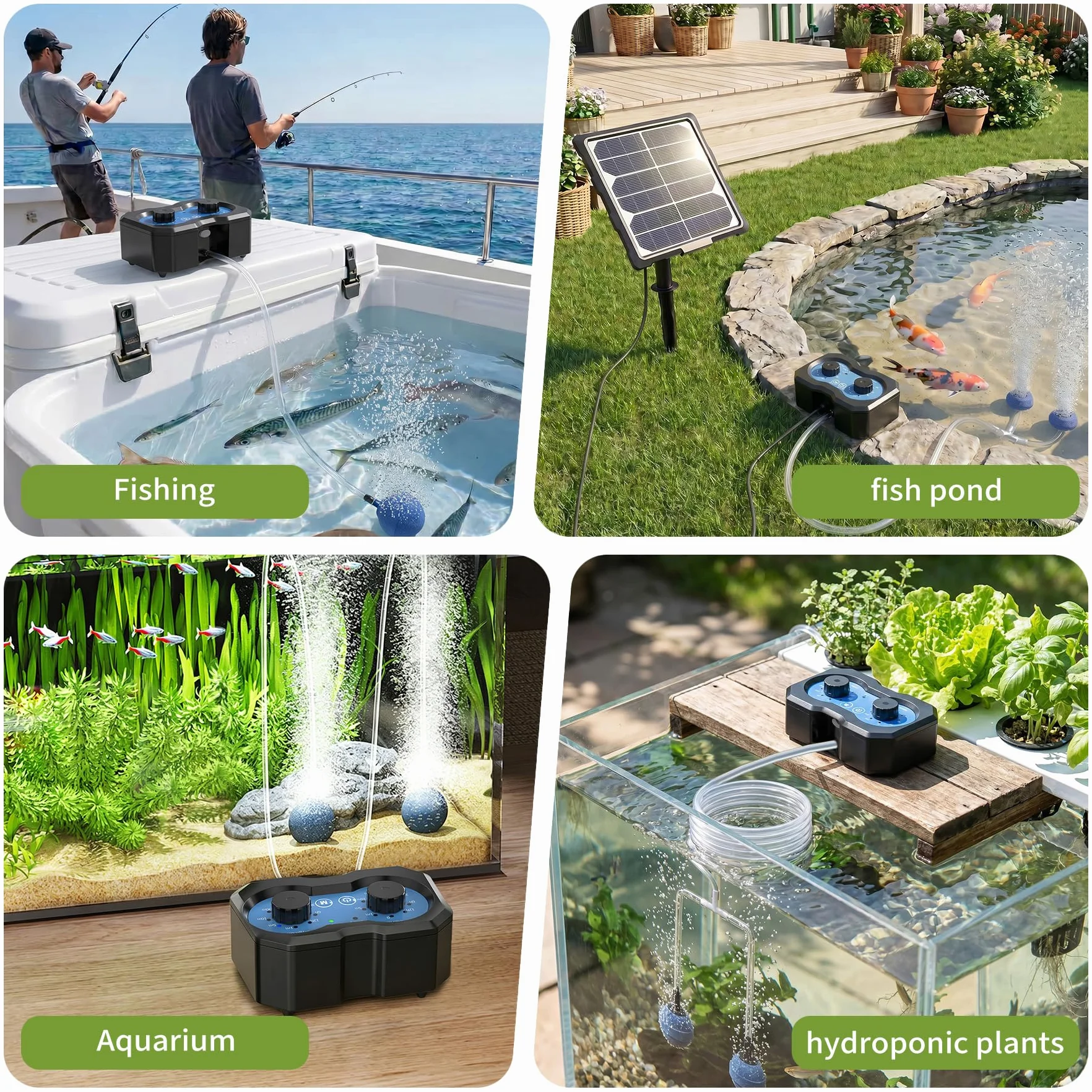 Forever Speed Aireador Solar para Estanque con Batería, 146 Modos Ajustables Bomba de Oxígeno Solar Recargable para Pequeño Estanque, Bomba de Oxígeno Aire Solar Doble Recarga Solar y USB | Aireador Solar para Estanque con Batería 2200mAh con 146 Modos Aj