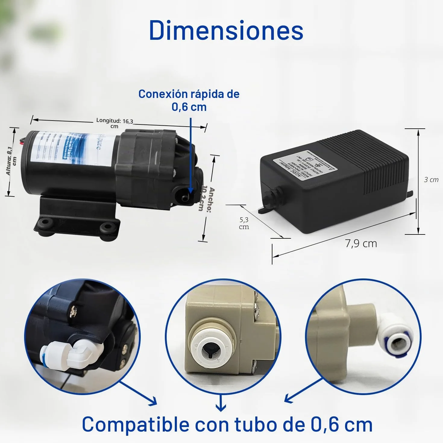 Geekpure Kit de bomba refuerzo ósmosis inversa con transformador + interruptores de alta y baja presión + accesorios para sistema RO