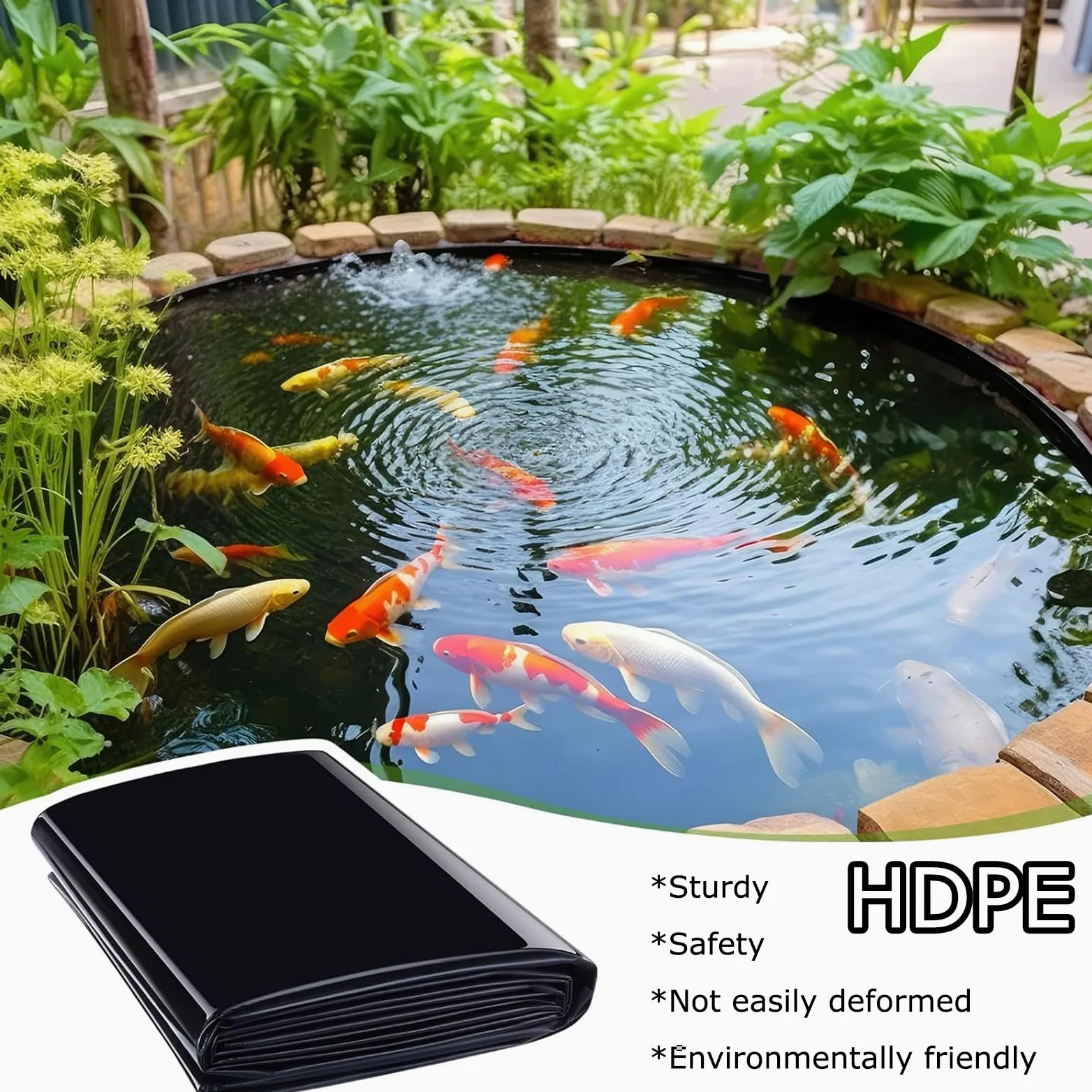 Revestimiento De Estanque Tortugas Exterior Duradero Negro, Revestimiento Resistente para Estanque de 4×5m, Pond Liner para Estanques,Construcc,Fuentes,Jardines Acuáticos y Cascadas