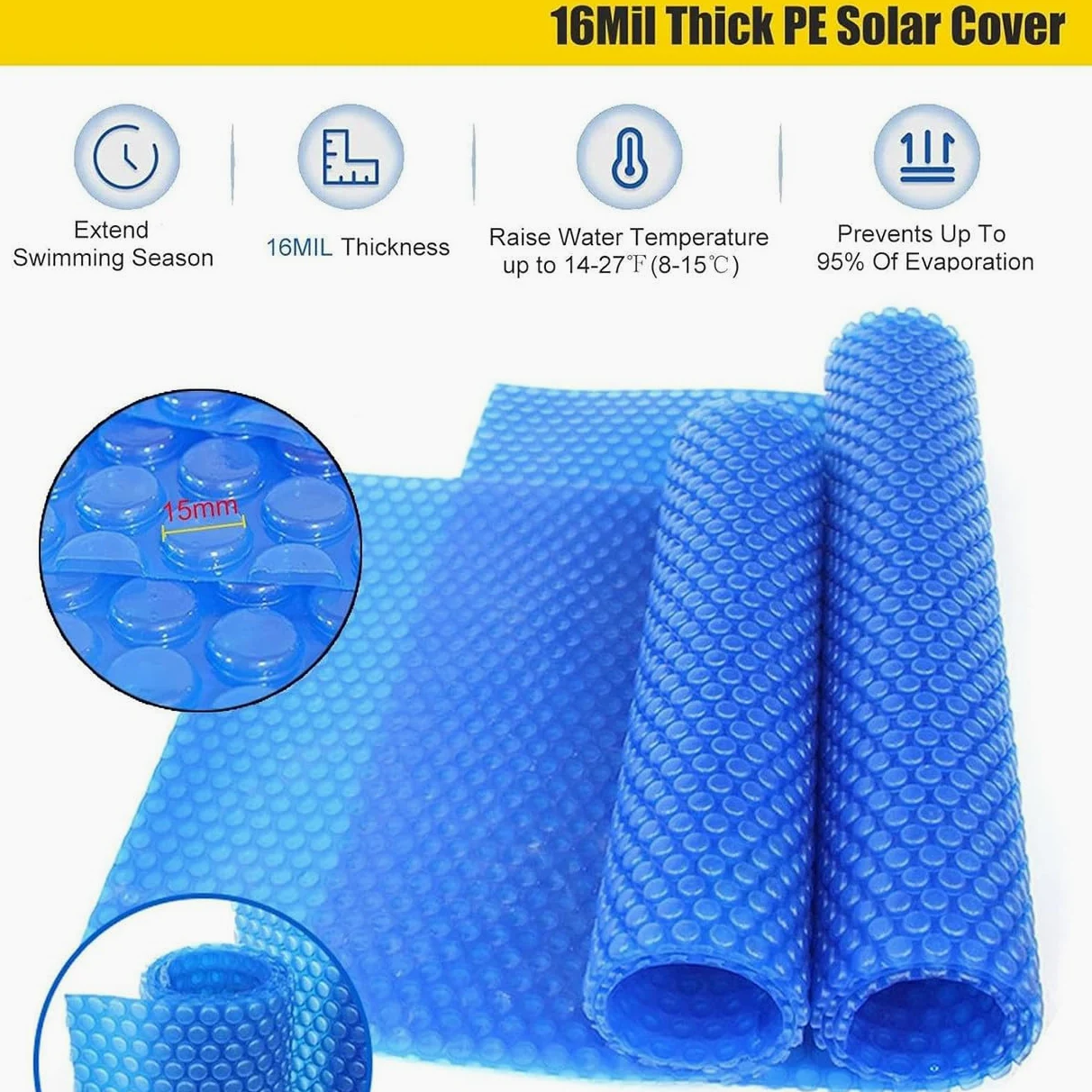 Cubierta De Piscina Con Aislamiento Solar, Cubierta De Piscina Rectangular De Lona Solar En Jardín Y Exteriores, Manta Flotante Para Jacuzzi, Cubierta De Spa Flotante De Corte Libre,2x2m/6x6ft