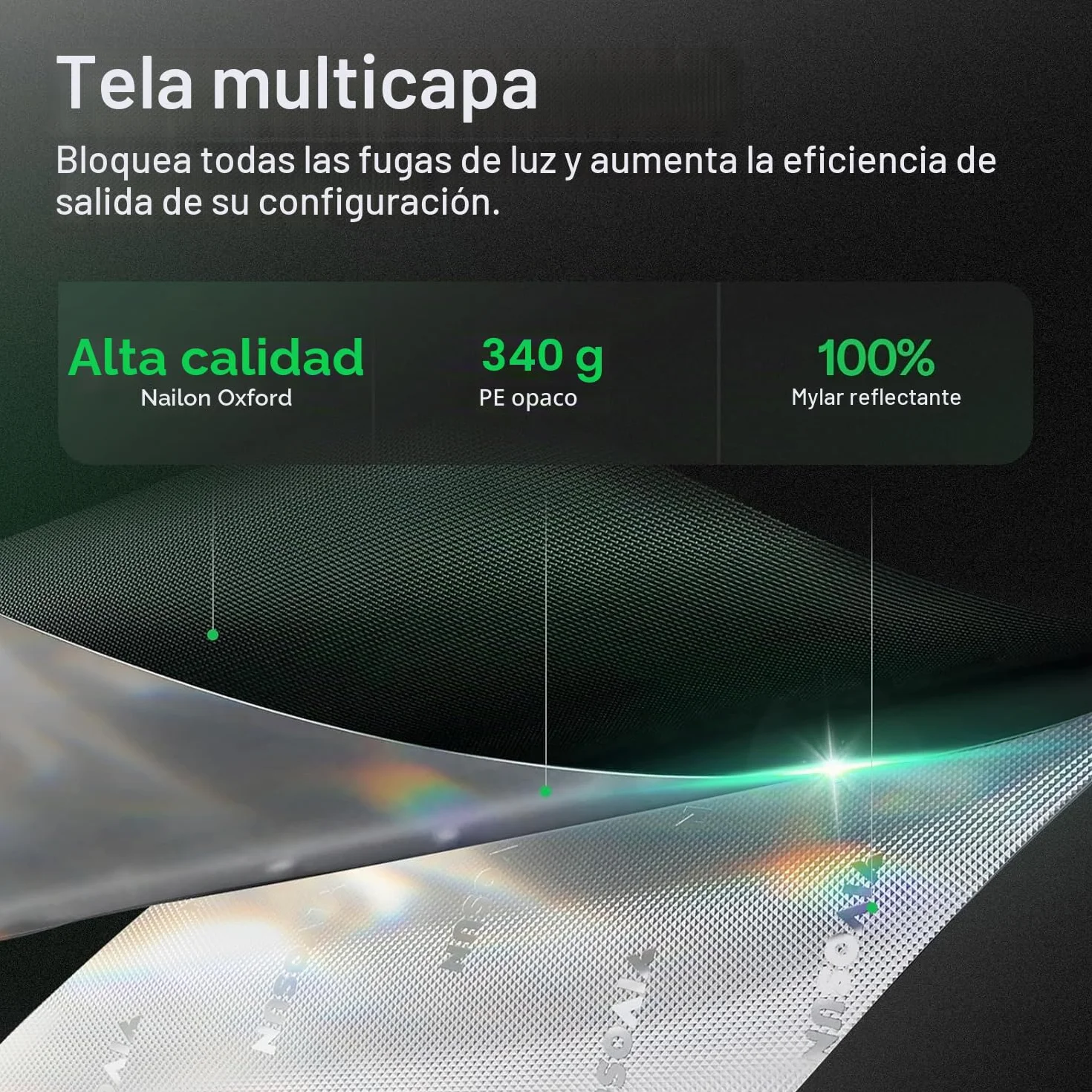 VIVOSUN Tienda de Cultivo Pequeña 50x36x54cm, Cultivo Hidropónico, Tienda de Cultivo Interior de Mylar Altamente Reflectante, Fondo Sellado, Ventana de Ventilación, Puerto de Orificio para Cables
