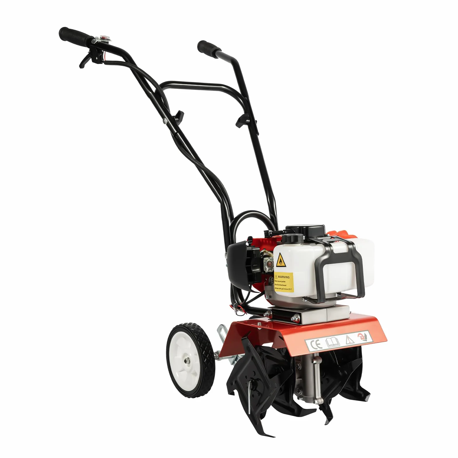 DIFU Motoazada de gasolina para jardín, 52 ccm, cultivador, 1900 W, motor de gasolina de 2 tiempos, ancho de trabajo de 300 mm, profundidad de trabajo de 120 mm, 4 peonzas con 4 cuchillos de acero al
