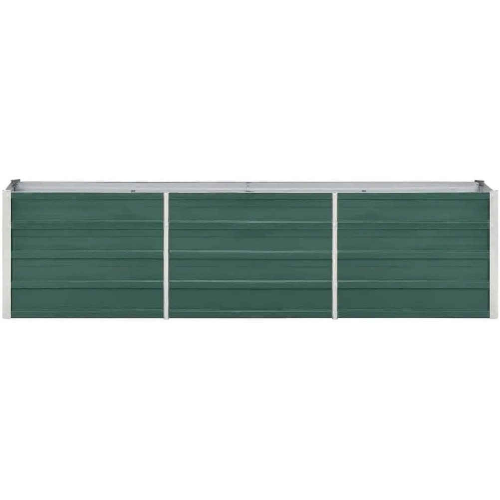 vidaXL Arriate de Jardín Macetero Caja para Plantar Plantas Macetas de Patio Exterior Acero Galvanizado Verde 240x40x45 cm