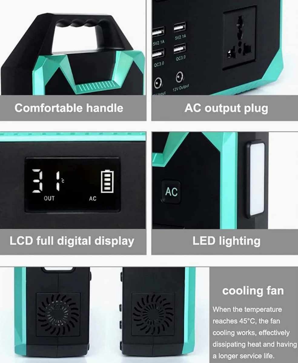 Estación de energía portátil, Paquete de batería de Litio de Respaldo para Campamento de 40800 mAh/150 WH, con Toma de CA de 110 V-220 V/100 W, para campamentos en vehículos recrea