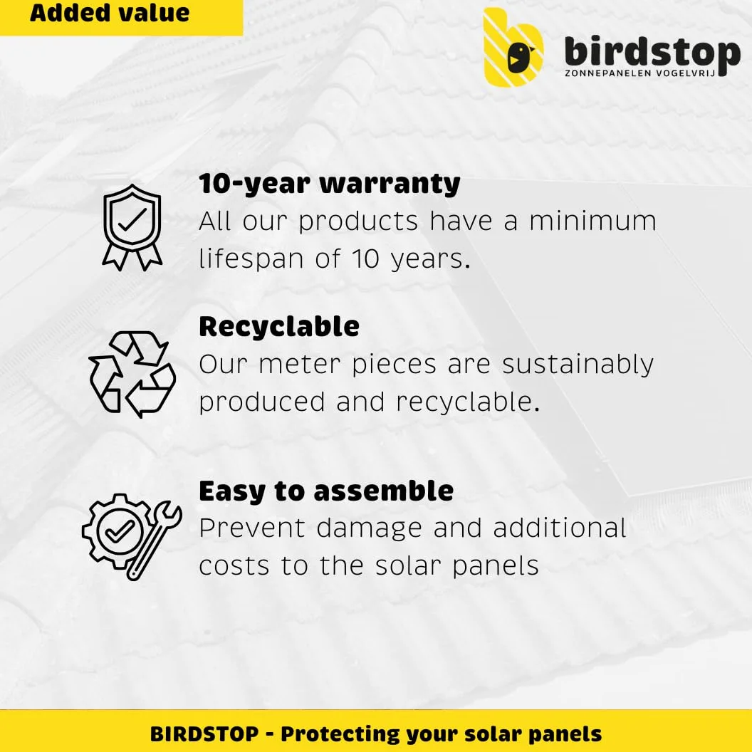 Juego de protección contra pájaros fotovoltaico, sistema solar antipalomas, 10 metros, 12 cm de altura, 4 piezas de esquina y fijación, ahuyentador de palomas fotovoltaico