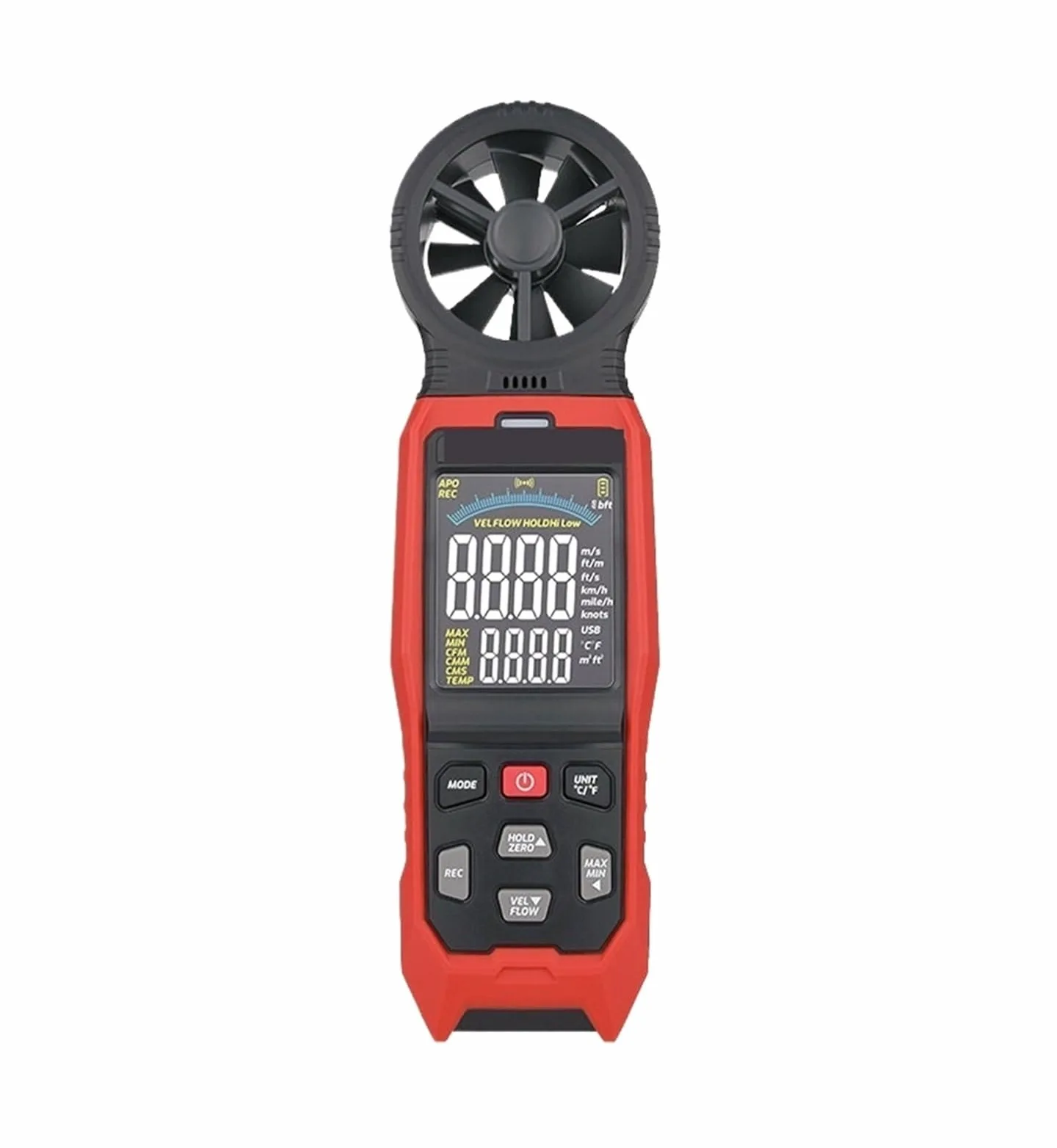 Anemómetro digital, Anemómetro digital de mano, medidor flujo aire velocidad del viento para uso en laboratorio industrial HVAC(TA642B)