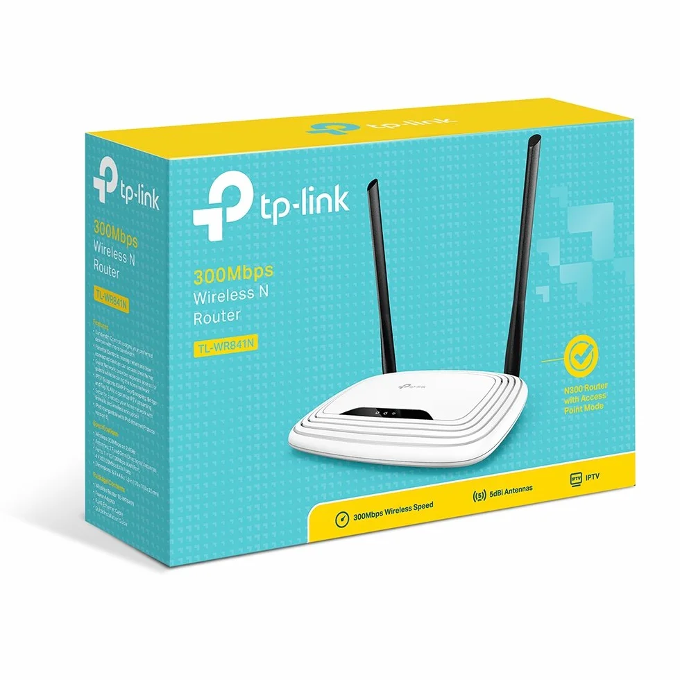 TP-Link TL-WR841N WiFi4 N300 Router inalámbrico, 300 Mbps, Antenas 5 dBi, 4 Puertos LAN, 1 Puerto WAN
