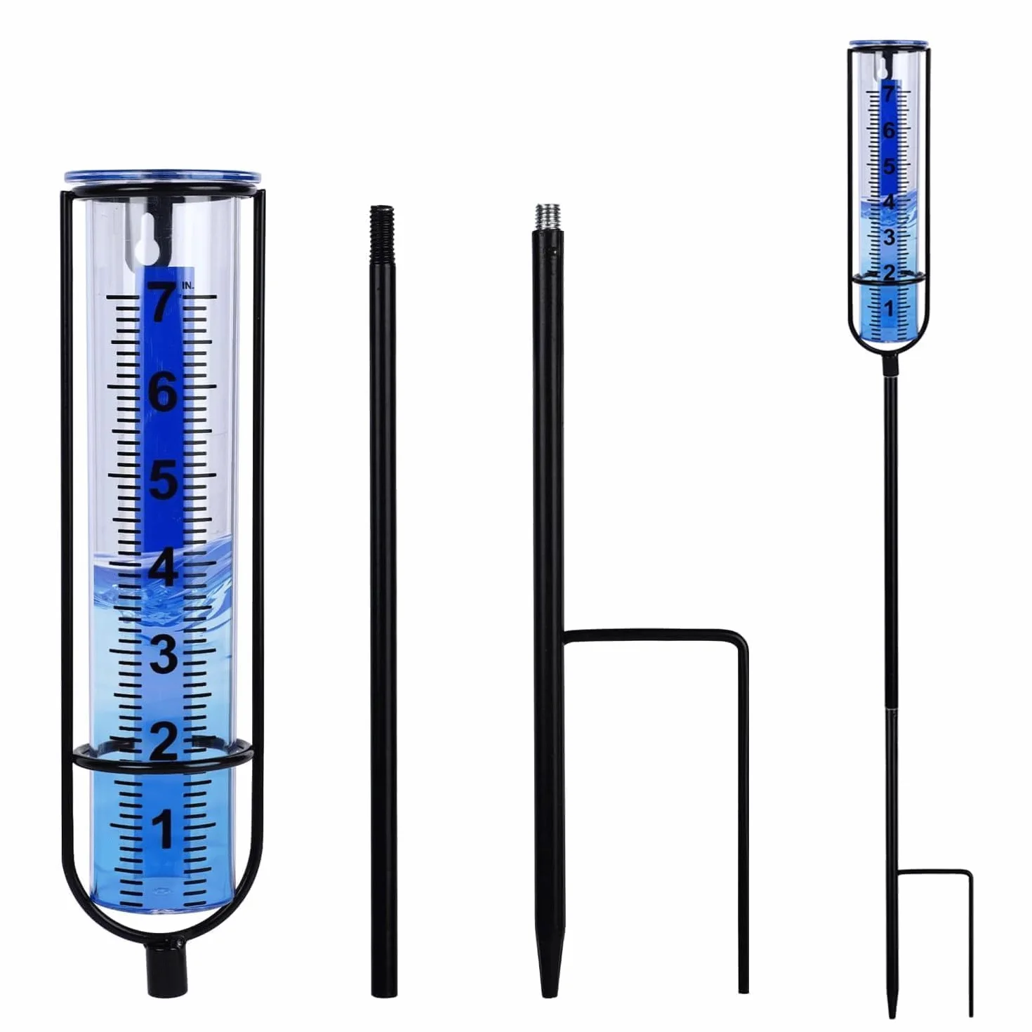 Pluviómetro para jardín,17cm,Pluviómetro extraíble,Pluviómetro con estaca,Medidor de Lluvia para exteriores,adecuado para césped, a prueba de viento y lluvia,a prueba de frío y a prueba de deformación