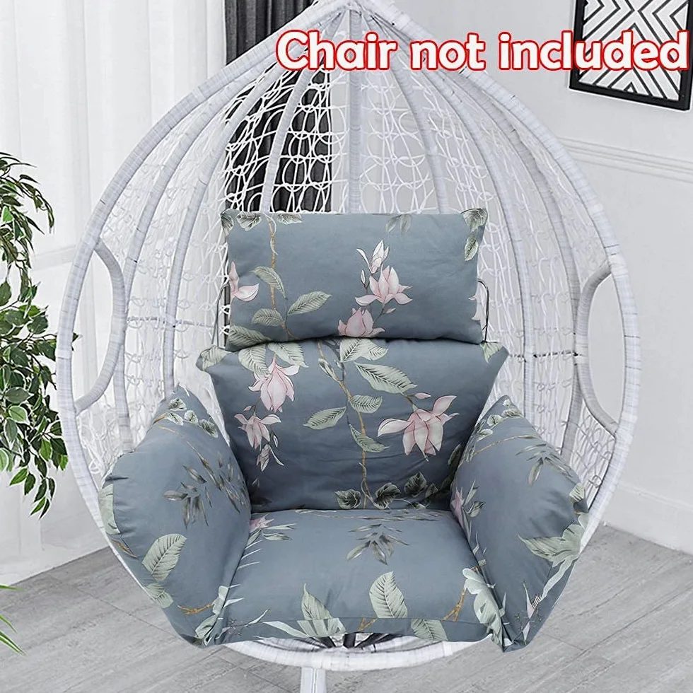 Cojín colgante para silla de huevo para patio, jardín, al aire libre, estampado floral, cómodo cojín de asiento para columpio para relajación de vacaciones