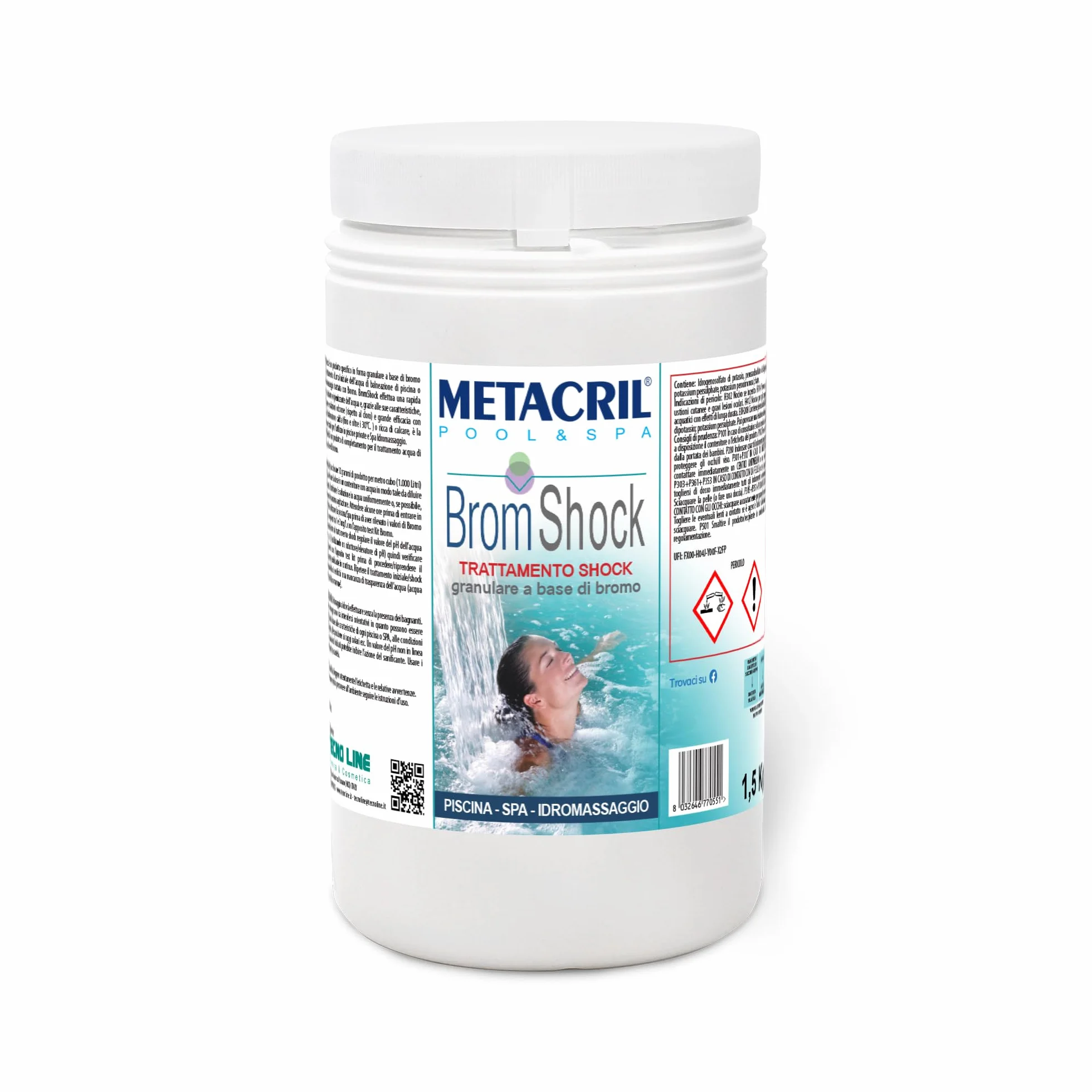 Metacril Brom Shock, Formato Granulado, para Piscinas y Spas de Hidromasaje - 1,5 kg