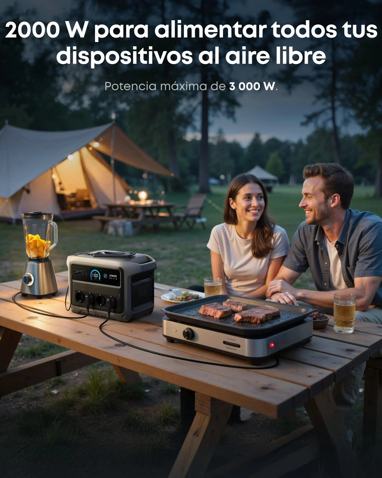 Estación de energía portátil Anker SOLIX C1000 Gen 2, generador solar de 2 000 W (pico 3 000 W), carga completa en 49 minutos, batería LiFePO4 de 1 024 Wh para respaldo doméstico, cortes de energía y