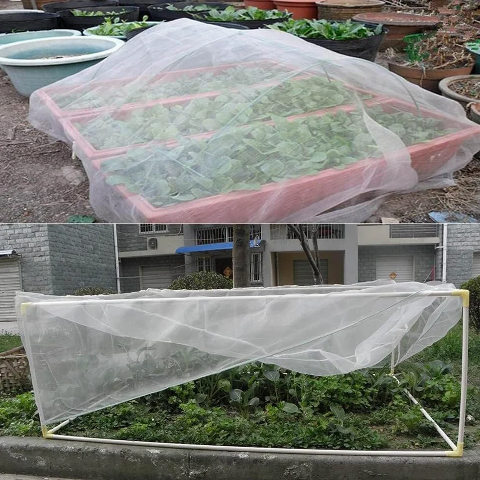 Red Anti-Insectos Protección de Verduras Túnel de Cultivo Jardín Malla Fina Red de protección de Plantas Frutas Flores Cultivos Anti-Mosquitos Red Anti-pájaros(0.6mm,2.4m x 30m)
