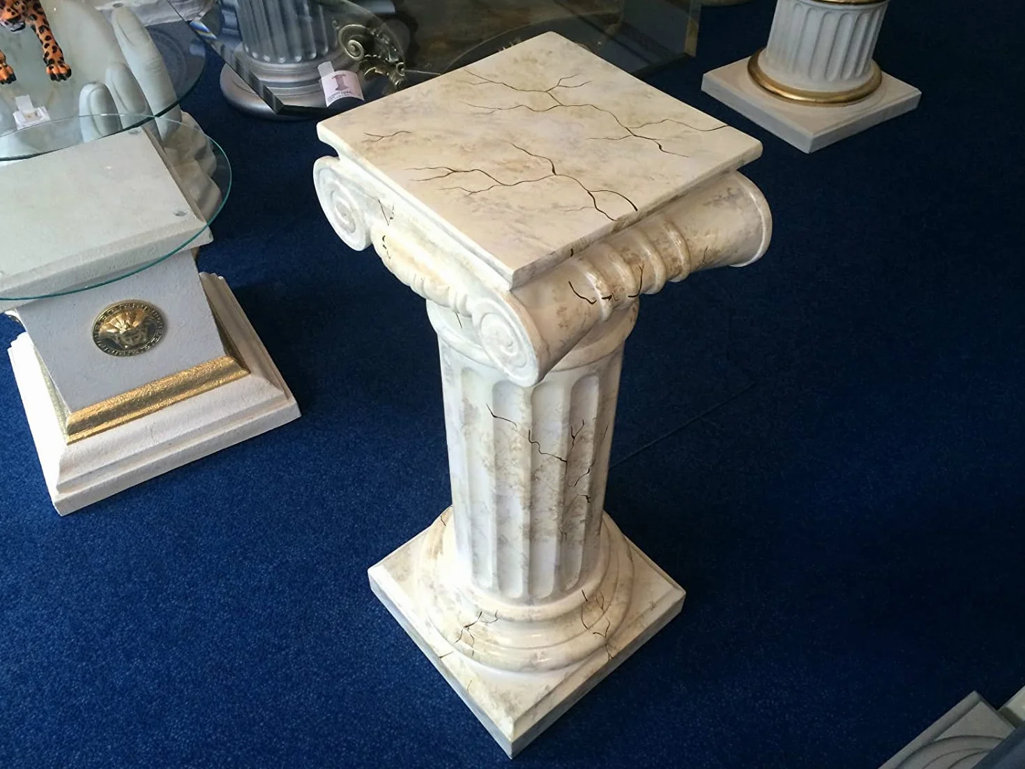 Columna de meandro estilo mesa auxiliar de 85 cm, estilo griego antiguo retro, rococó columna barroco, soporte para flores, pedestal, pintado a mano