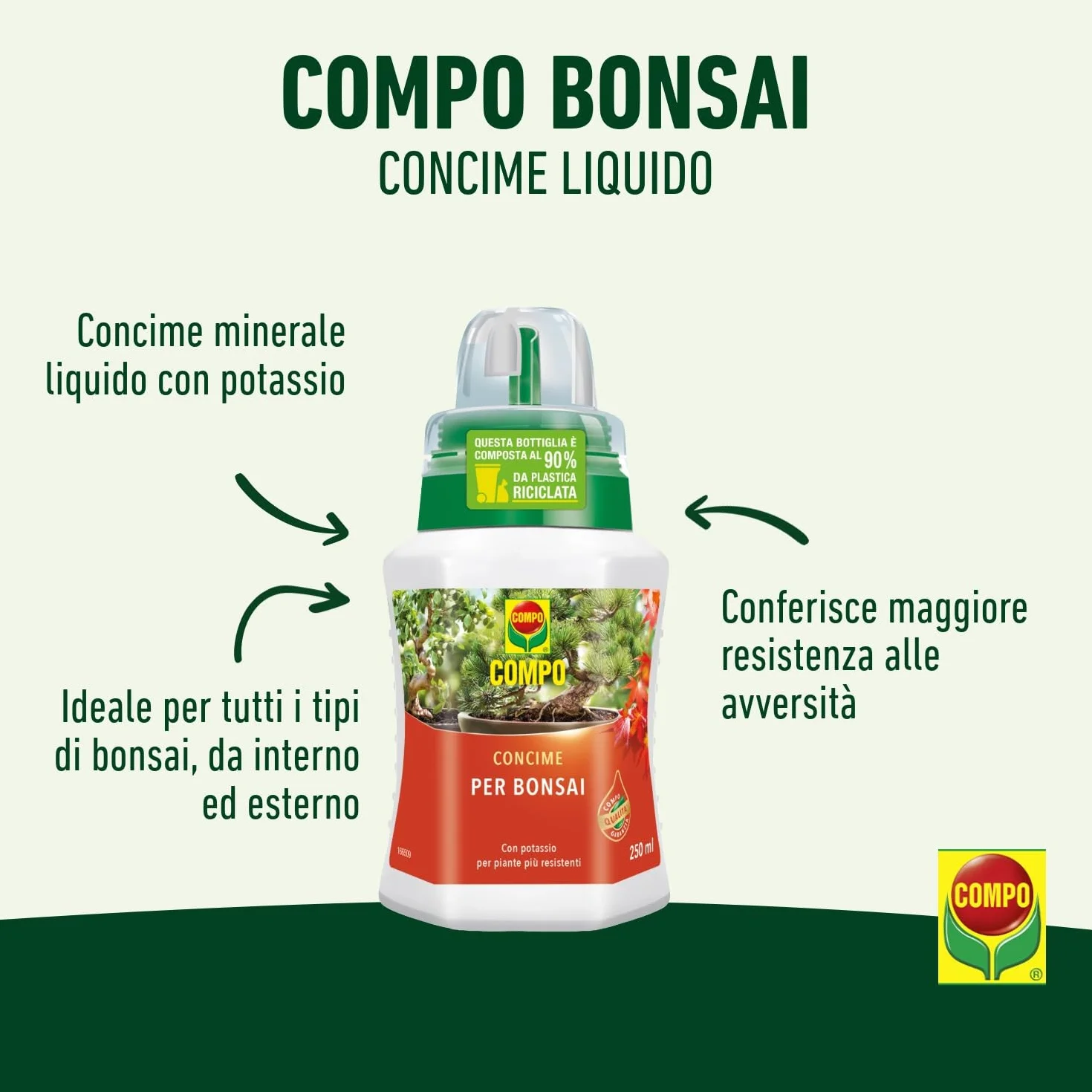 Compo 1200602005 - Fertilizante bonsái, 250 ml, color verde, 6,3 x 7 x 15,5 cm