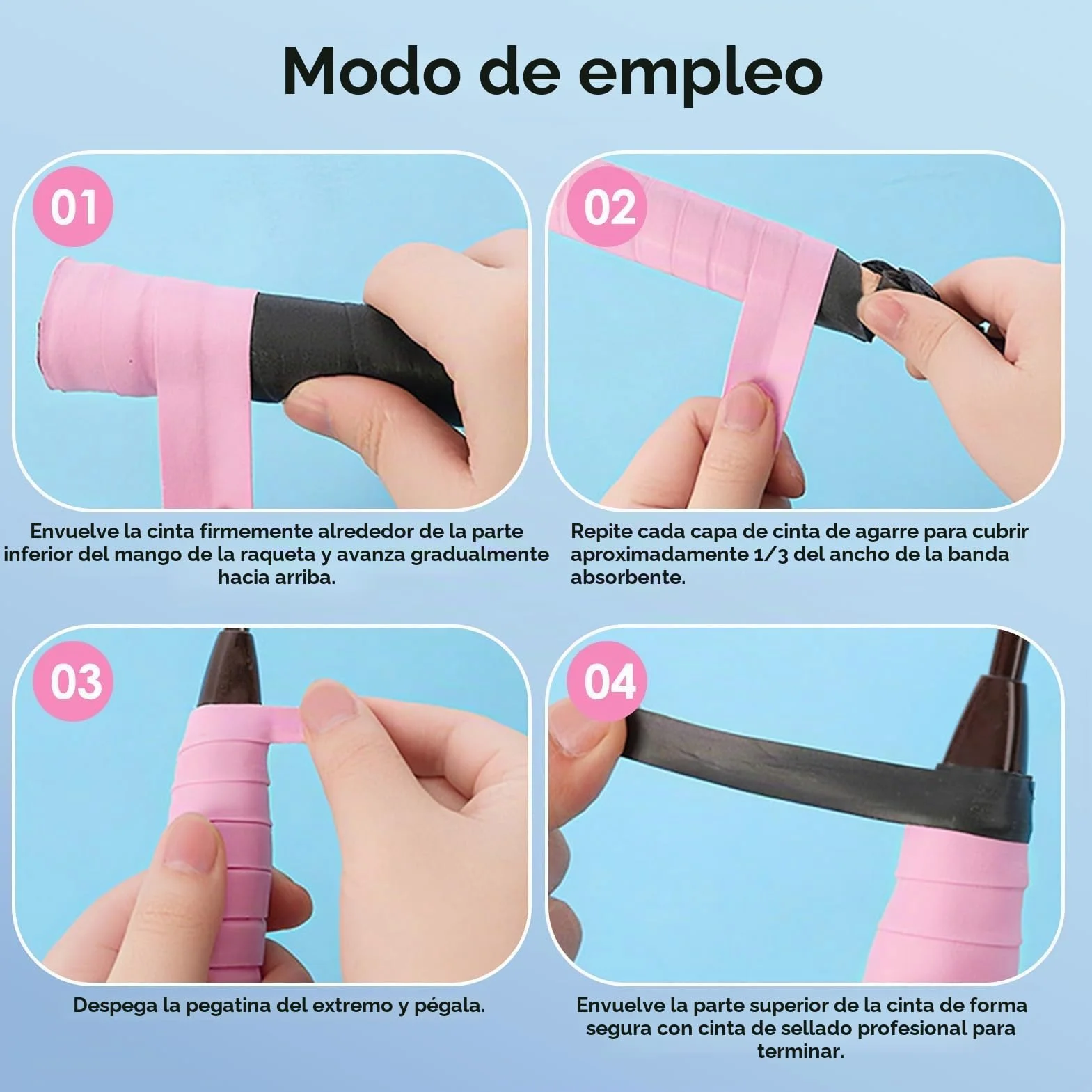 Overgrips Padel Antideslizante Autoadhesivo 10 Piezas Cintas de Agarre para Raqueta Tenis Bádminton Squash