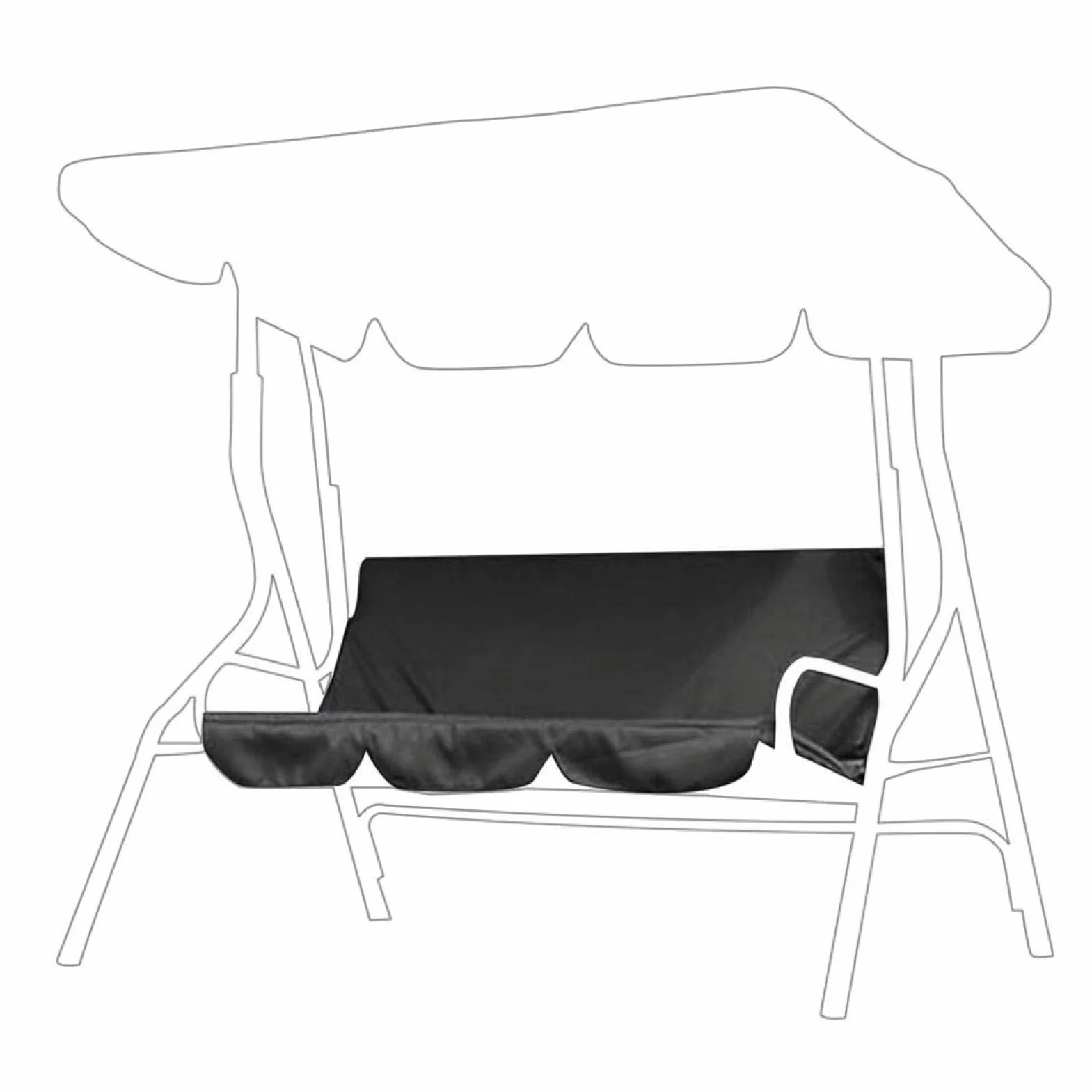 Omabeta Columpio al Aire Libre Silla de 3 Asientos Cojín Impermeable Reemplazo Funda de Asiento de Columpio Cubierta de protección para Silla de Columpio para Patio Exterior para Patio, jardín(Negro)