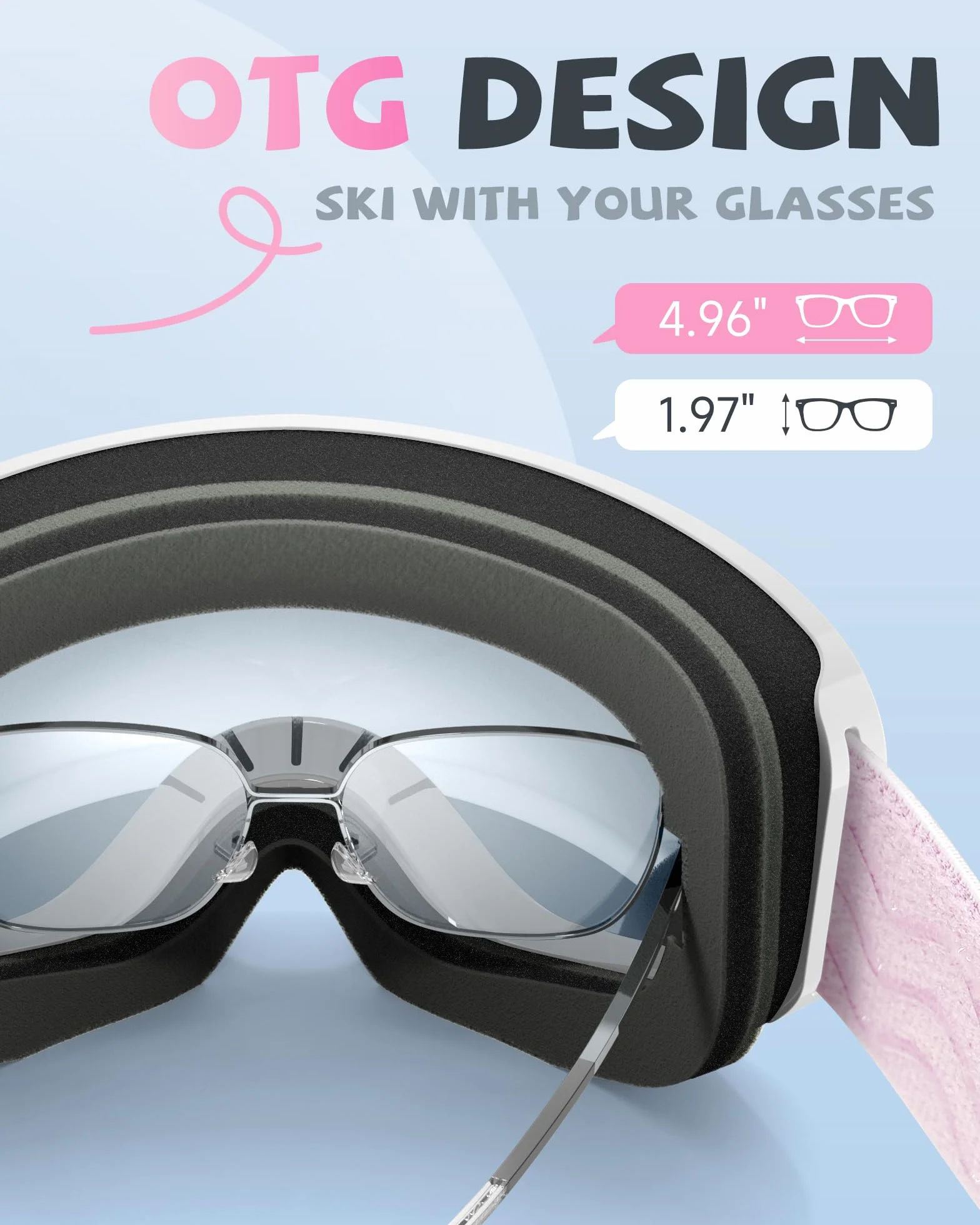 Gafas de Esquí para Niños 3~14 Años OTG Anti-Niebla UV Lente Doble