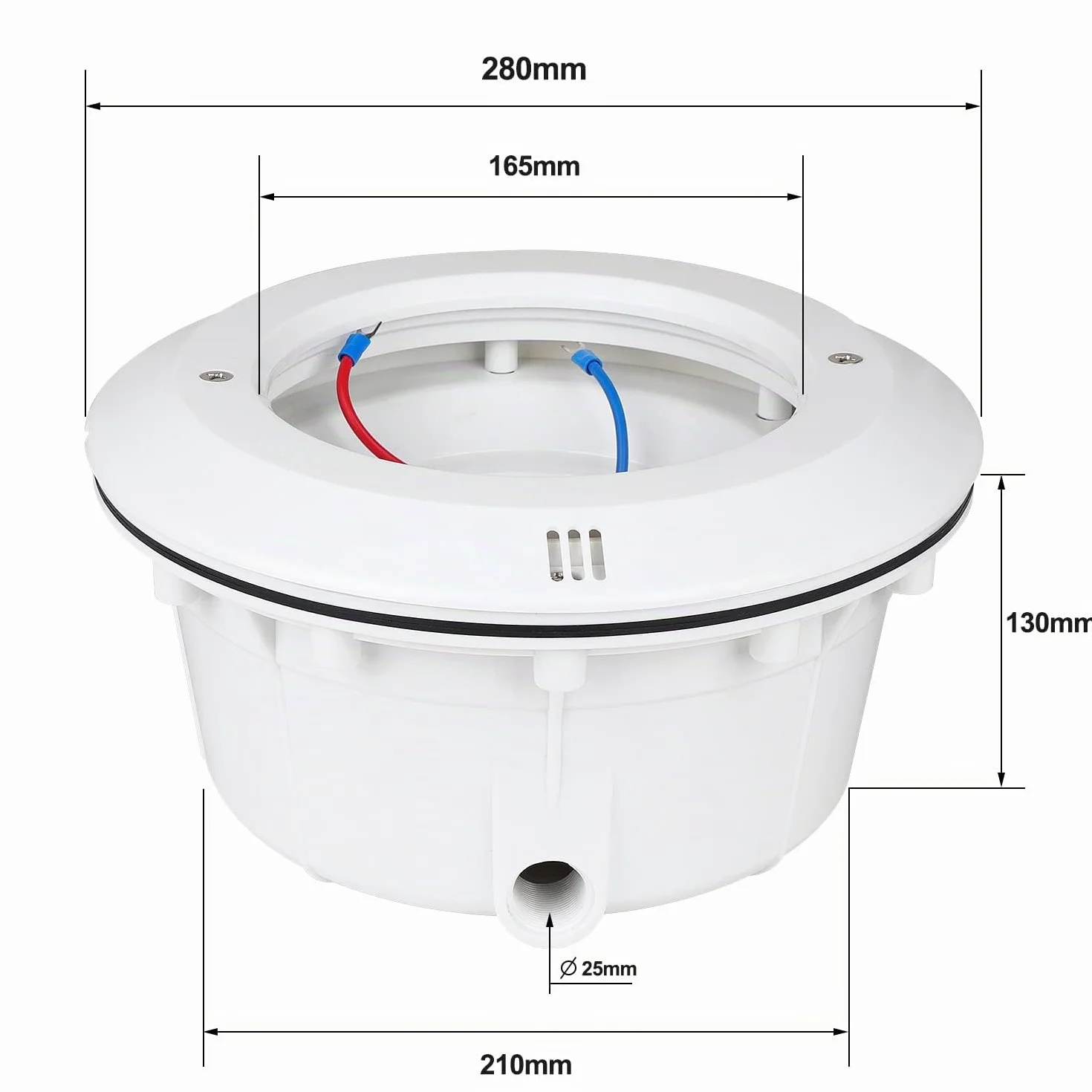 PAR56 - Carcasa impermeable para piscina, con cable de 2m, adecuado para piscinas de pared de acero y hormigón con revestimiento de lámina. Sin lámpara PAR56, compra por separado