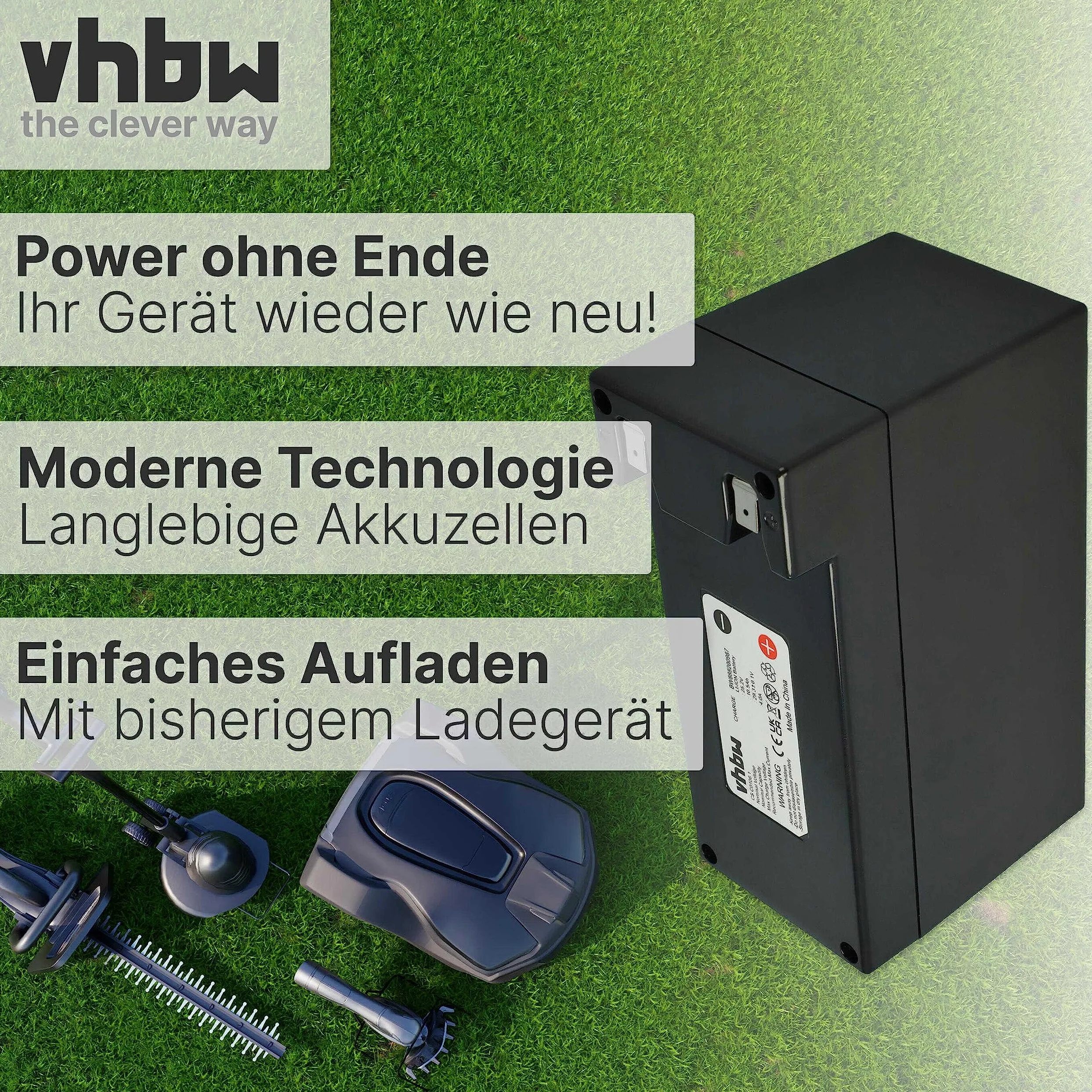 vhbw 1x Batería reemplaza Zucchetti CS-C0106-1 para cortacésped 10200mAh 25,2V Li-Ion