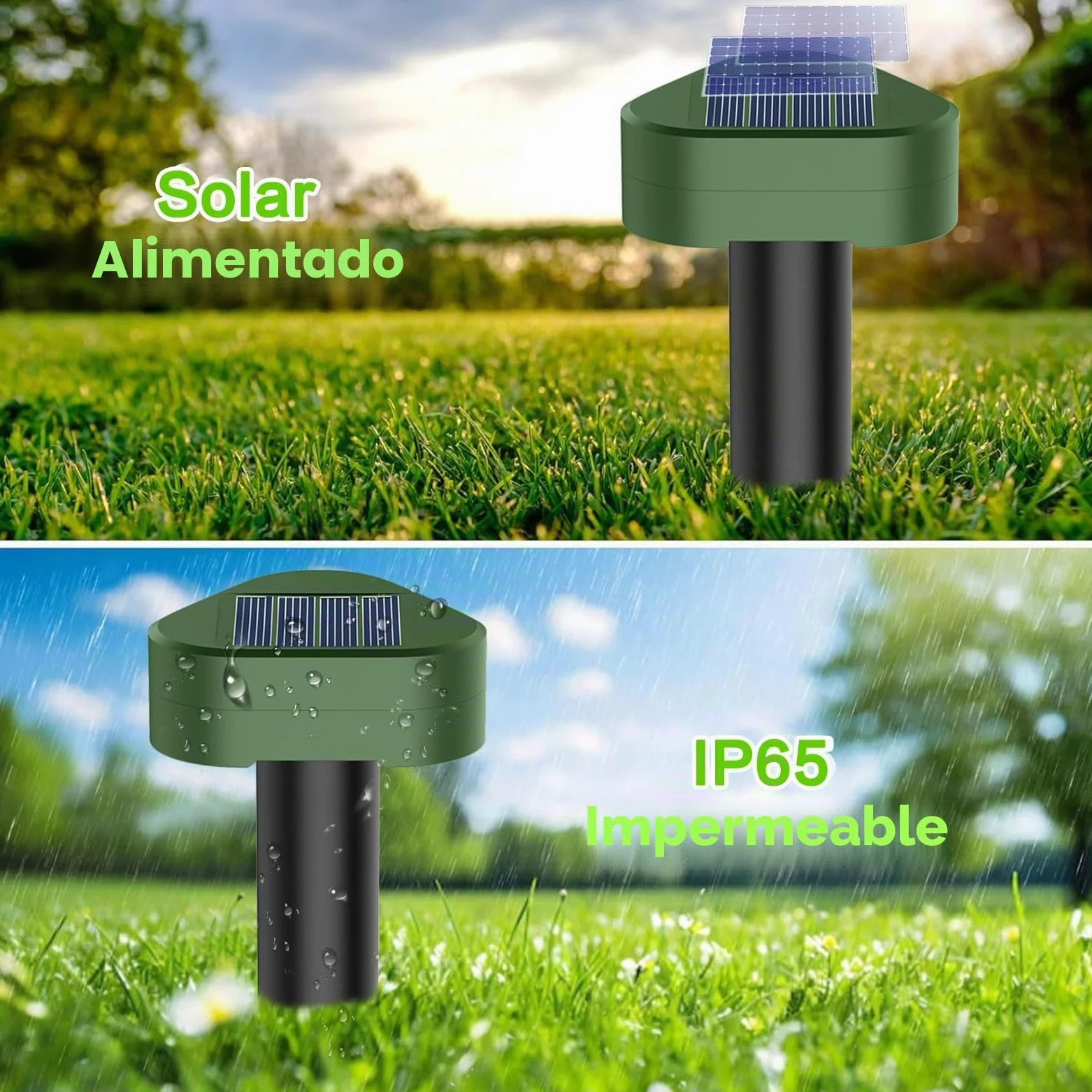 Solar Ultrasónico Ahuyentador de Topos 8 Piezas, Impermeable Repelente para Ratas Ultrasónico Solar Se Utiliza para Repeler Topos, Topillos, Serpientes y Lagartos Protege el Césped y Los Jardines
