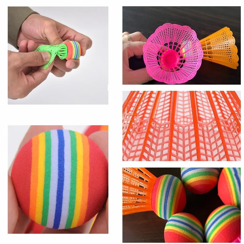Juego de 25 pelotas de bádminton de nailon para interior y exterior
