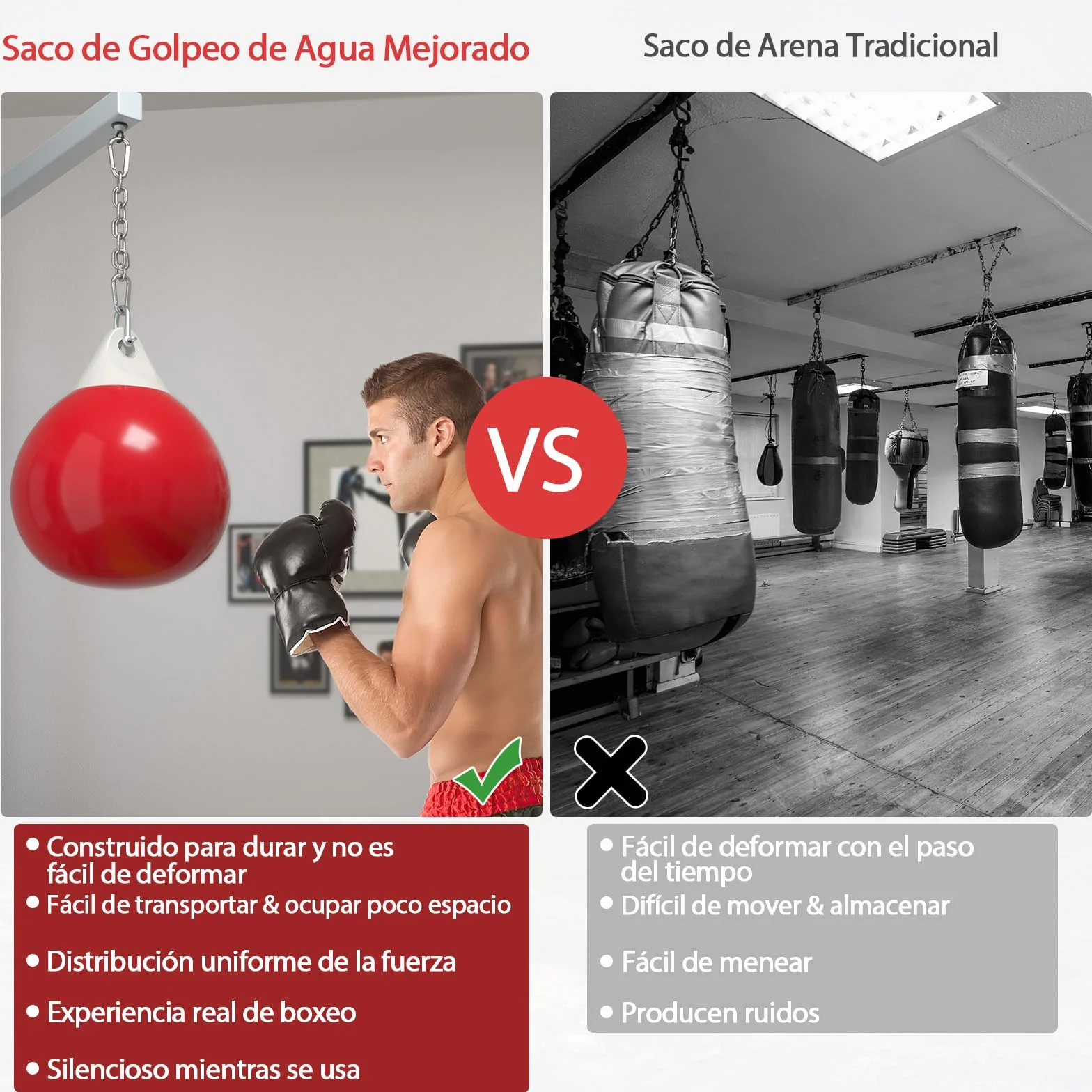 COSTWAY Bolsa de Boxeo con Agua 55 cm 85 kg Cadena de Metal Ajustable