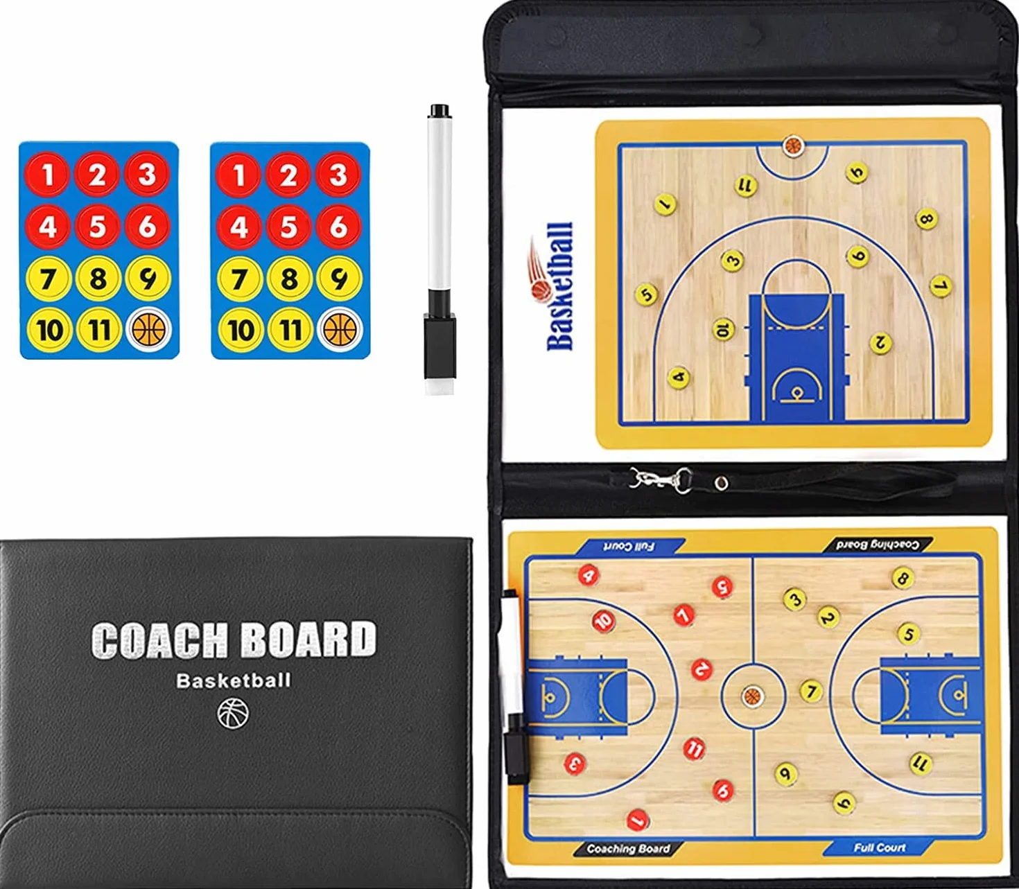Pizarra Baloncesto Entrenador CREADY con Imanes y Lapiceros Carpeta Tactica
