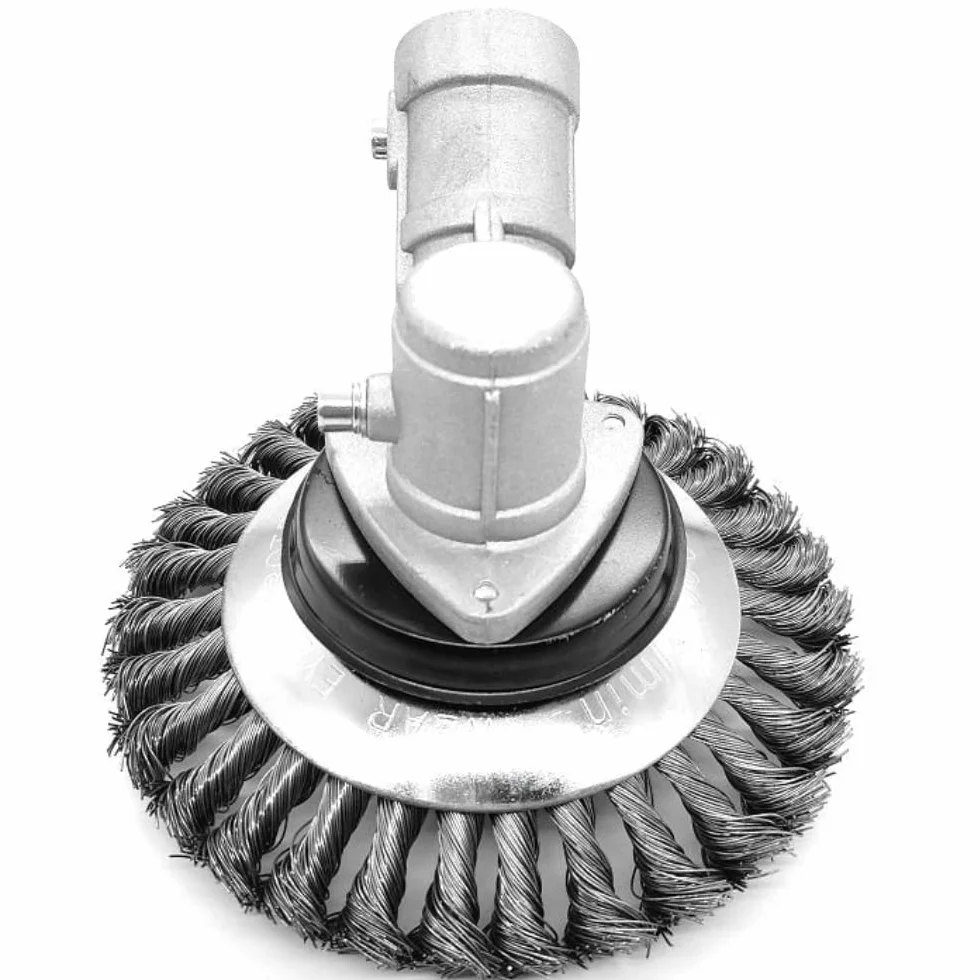 KNakasaki Cepillo Desbrozadora Profesional - Rueda de Alambre de Acero – Cabezal Recortador para Hierbas y Cultivo, Herramienta Manual Rotativa para Suelo y Jardinería