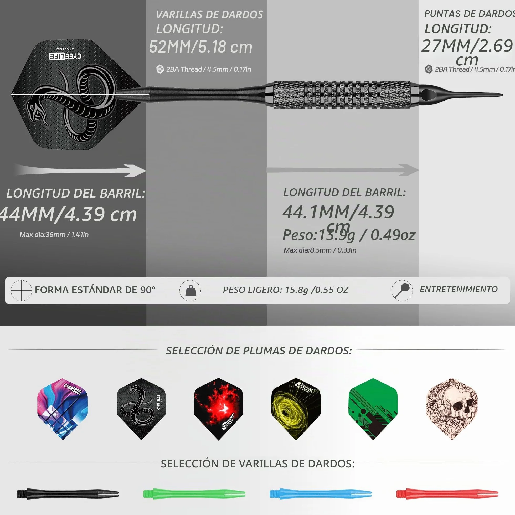 CyeeLife Dardos con punta de plástico - Juego de 18 dardos de punta suave para tablero de dardos electrónico