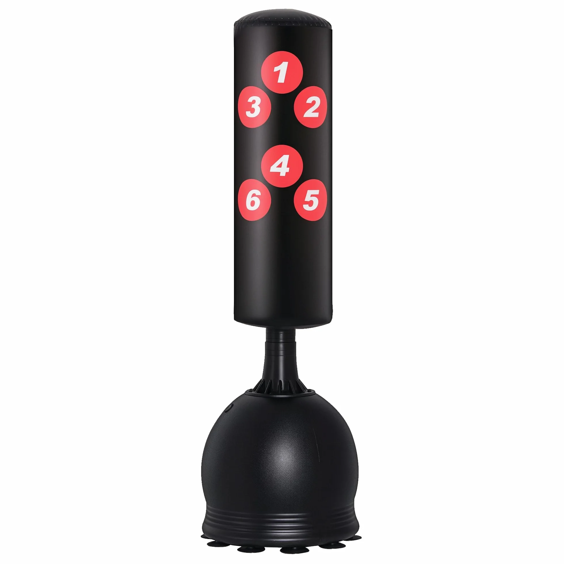 HOMCOM Saco de Boxeo de Pie 165 cm Base Rellenable Agua 22,5 kg Arena 27,5 kg Ventosas Goma Negro