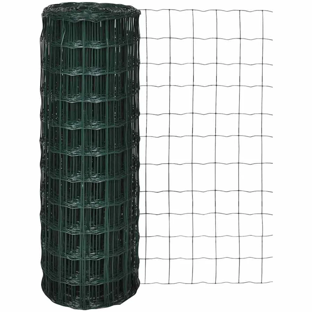 Valla de jardín, malla de alambre, 10 x 0,8 m, alambre de acero robusto con revestimiento de PVC negro y verde para jardín, granja y construcción, protección visual duradera
