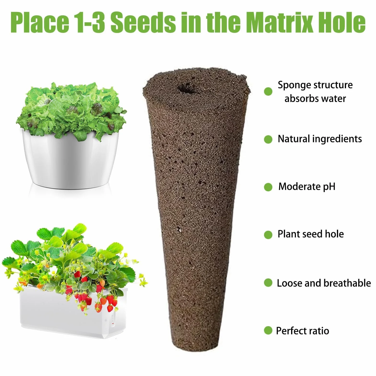 TSKDKIT 30 Esponjas De Repuesto para Cultivo, Esponjas De Crecimiento para Sistema De Cultivo De Plantas, Esponjas De Turba Orgánicas De Repuesto para Jardín Hidropónico Interior