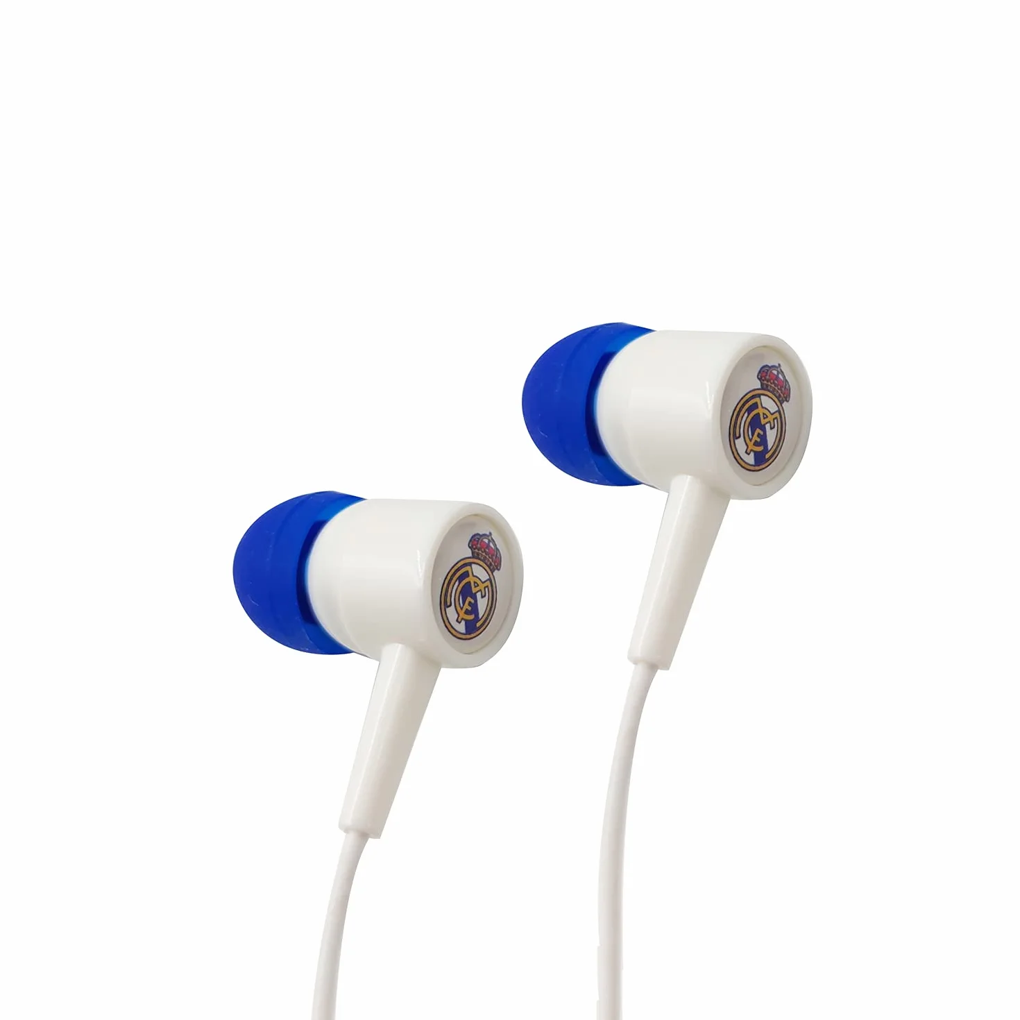 Real Madrid Auriculares Tipo Botón con Cable 120 cm Reducción de Ruido Clavija Mini Jack 3.5 mm Oficial