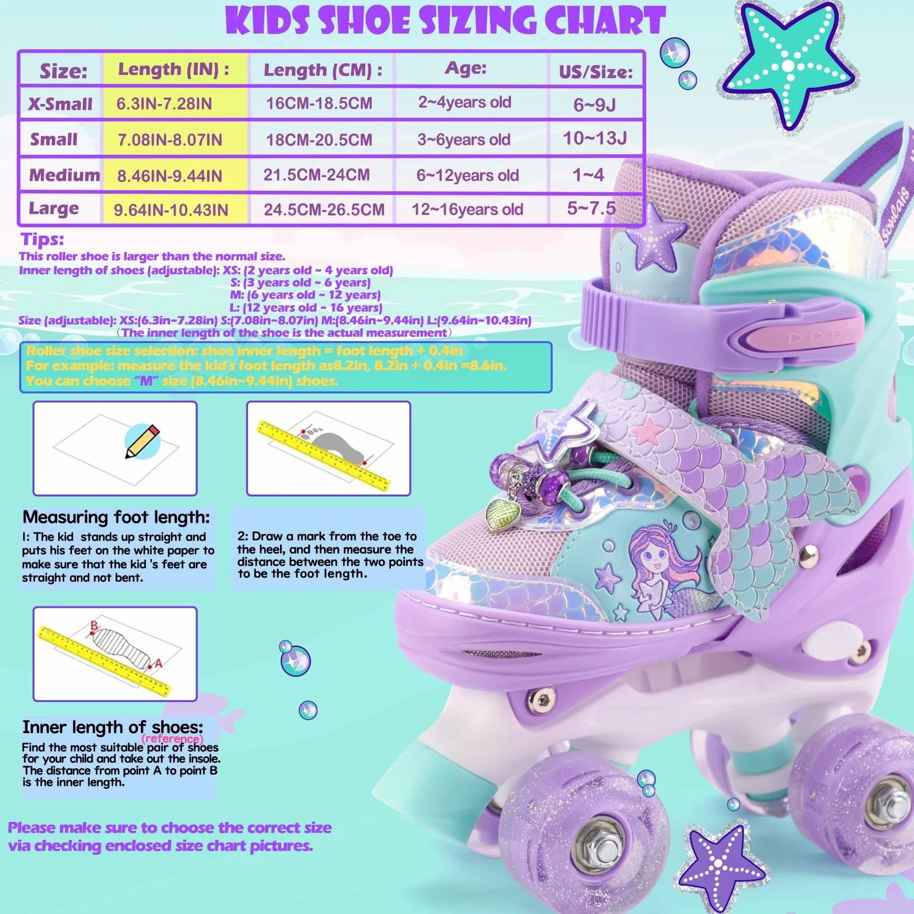 Patines Niñas 4 Ruedas Ajustables Roller Quad con Luminación LED para Principiantes