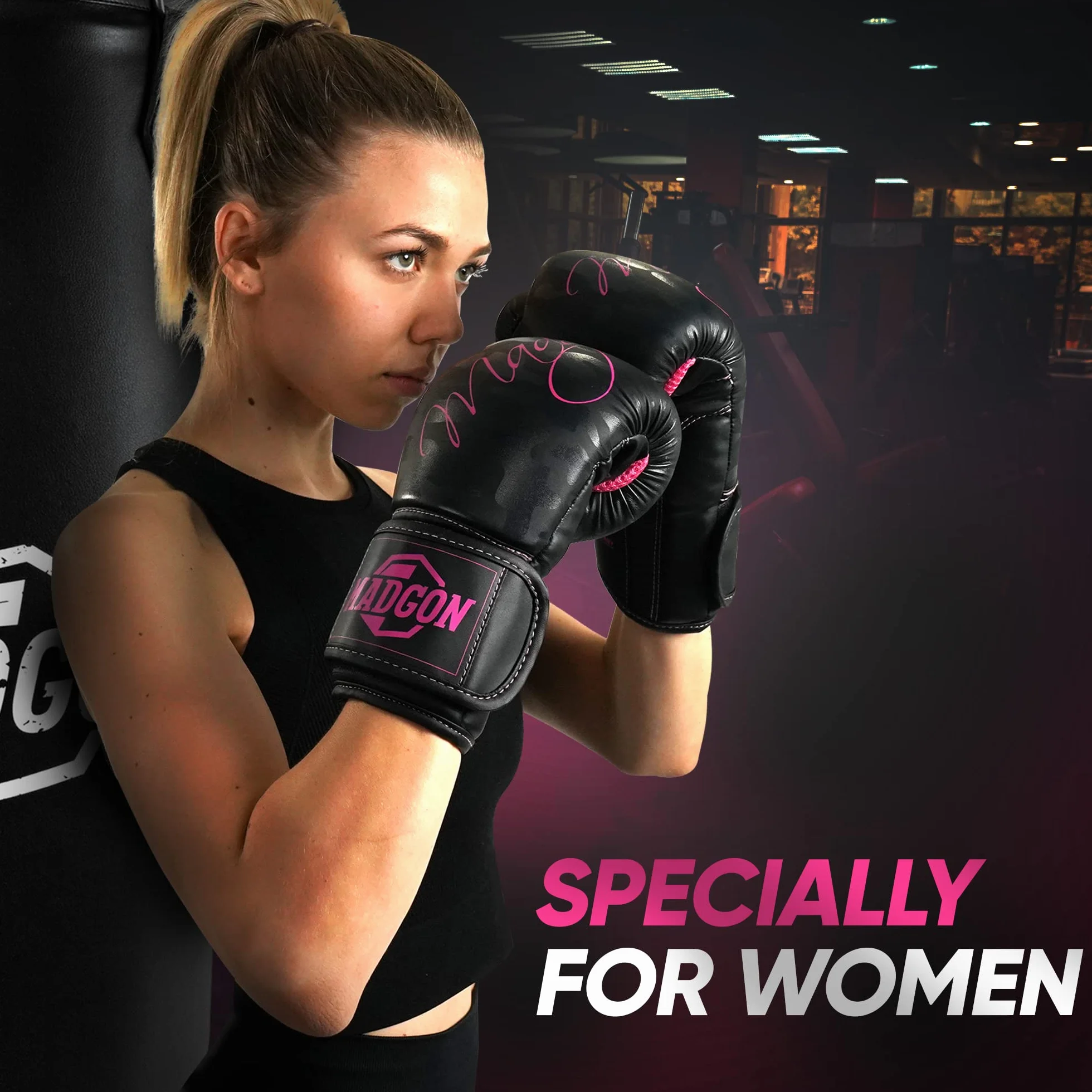 MADGON Guantes de Boxeo para Kick Boxing MMA Sparring con Bolsa Incluida