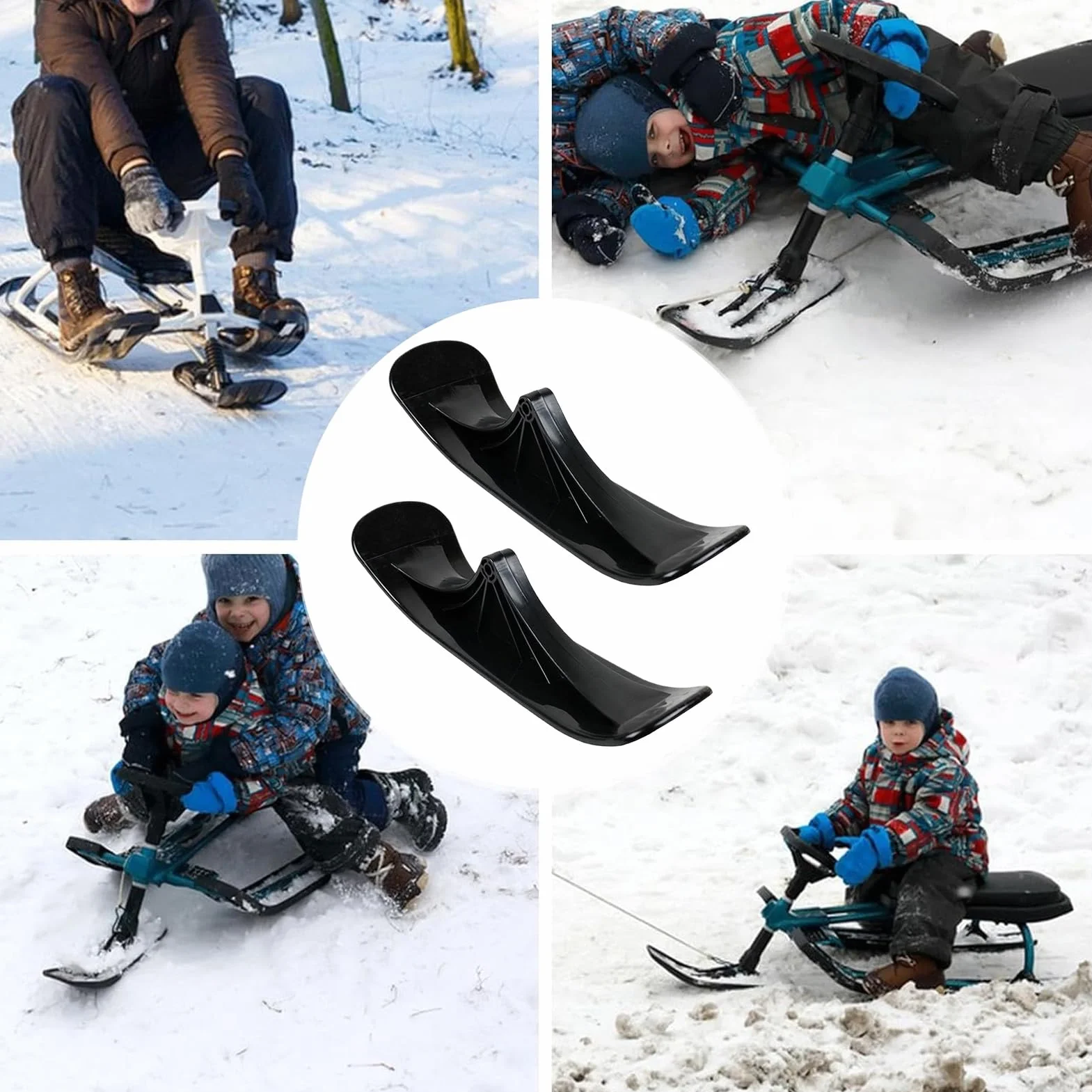Kit de Conversión de Patinete de Nieve 1 Par Trineo Deportivo Invierno Esquí para Césped Carretera