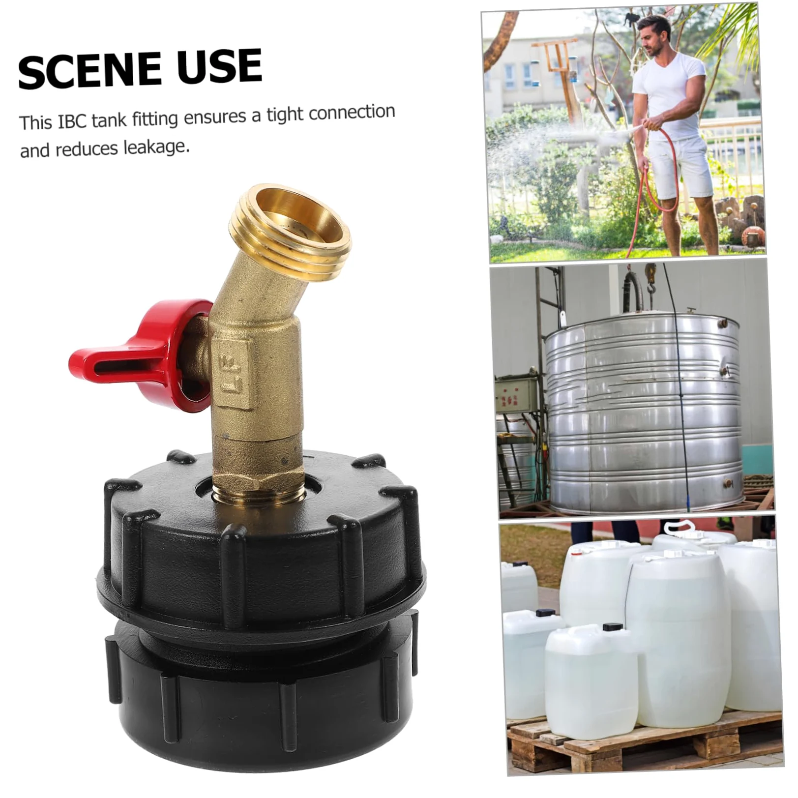 ibasenice 5 Piezas Accesorios De Conector De Cubo Adaptador De Agua del Tanque De Asas IBC Ajuste De Barriles De Tonelada Adaptador IBC y Grifo De Jardín IBC a 1/2 Grifo Abs