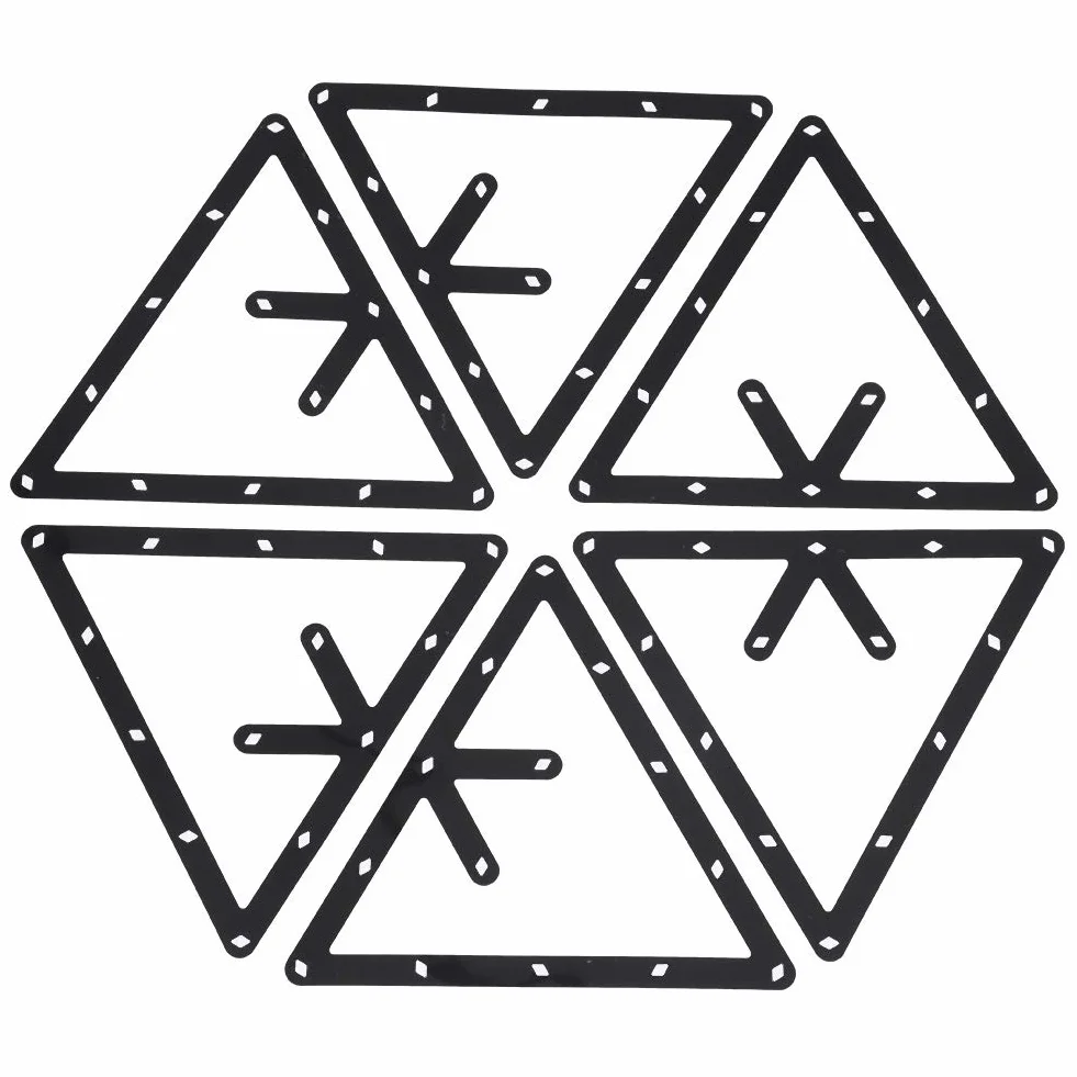 Akozon Triángulo de Billar Americano Soporte de Bola Posicionamiento Mesa de Billar Accesorio Juego 6 Piezas Estante Negro