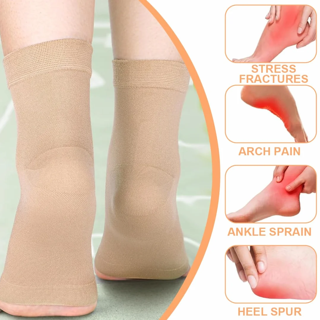 Calcetines Acolchados de Patinaje sobre Hielo con Protección de Tobillo Almohadilla de Gel para Hockey, Patín, Tobillos Elásticos