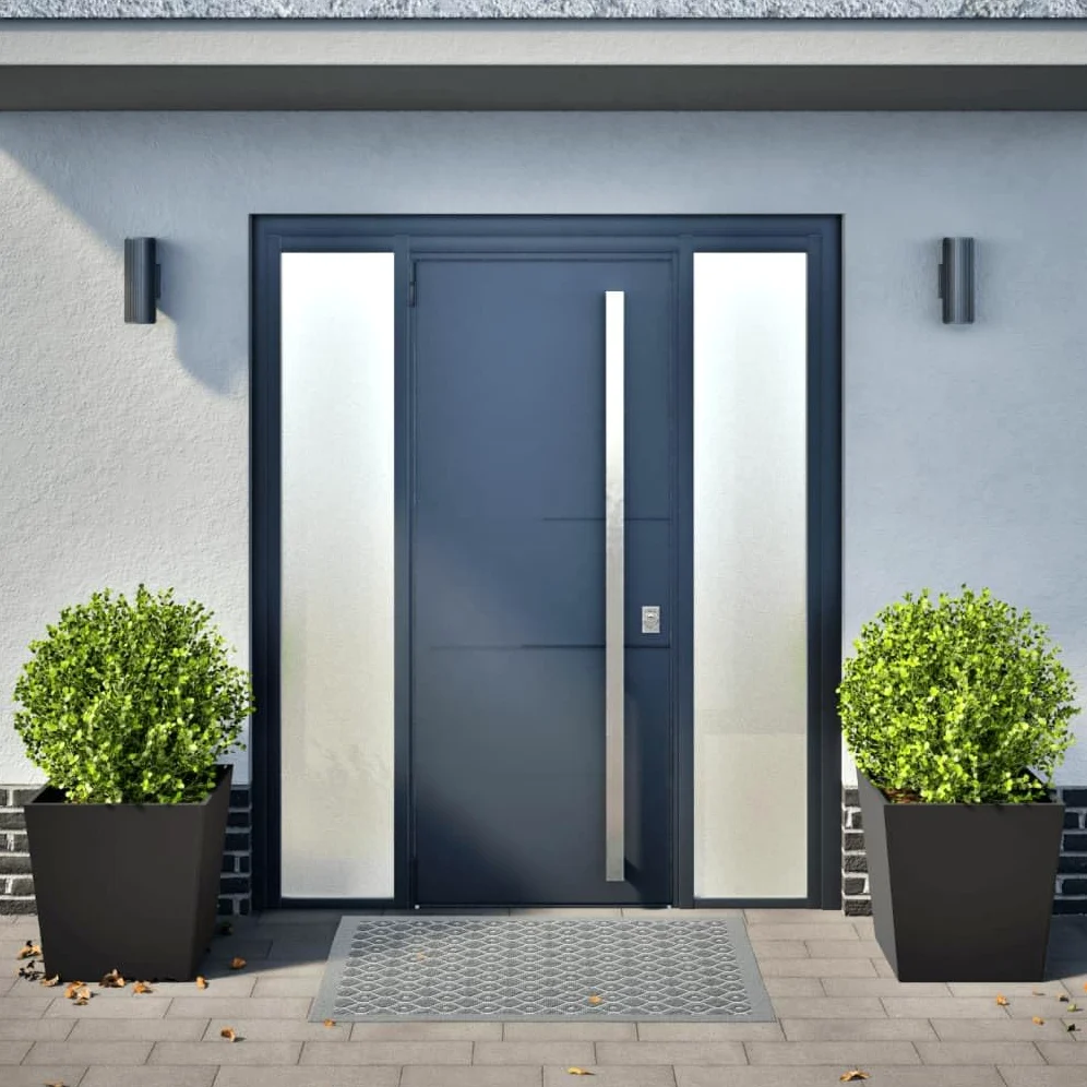 IKAYAA 2 Unidades Macetero Alto 50 x 50 x 50 cm Diseño Moderno para Plantas de Interior y Exterior, Maceta Grande de Acero, Jardinera Alta Acero/Negro