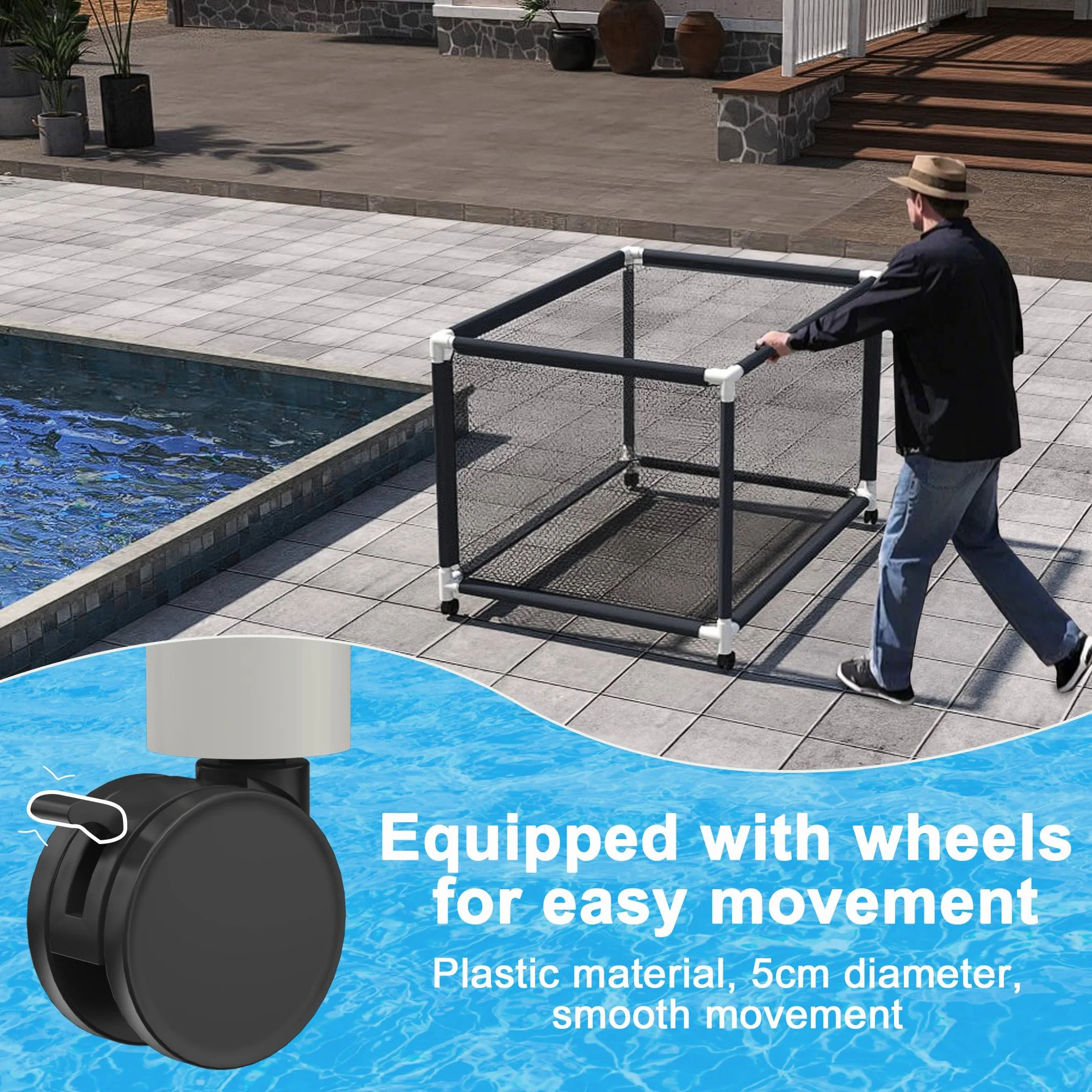 AufuN Caja de almacenamiento para piscinas, contenedores de almacenamiento de piscina, organizador de almacenamiento de flotador para fideos, juguetes, nadadores, toallas, organizador de red para