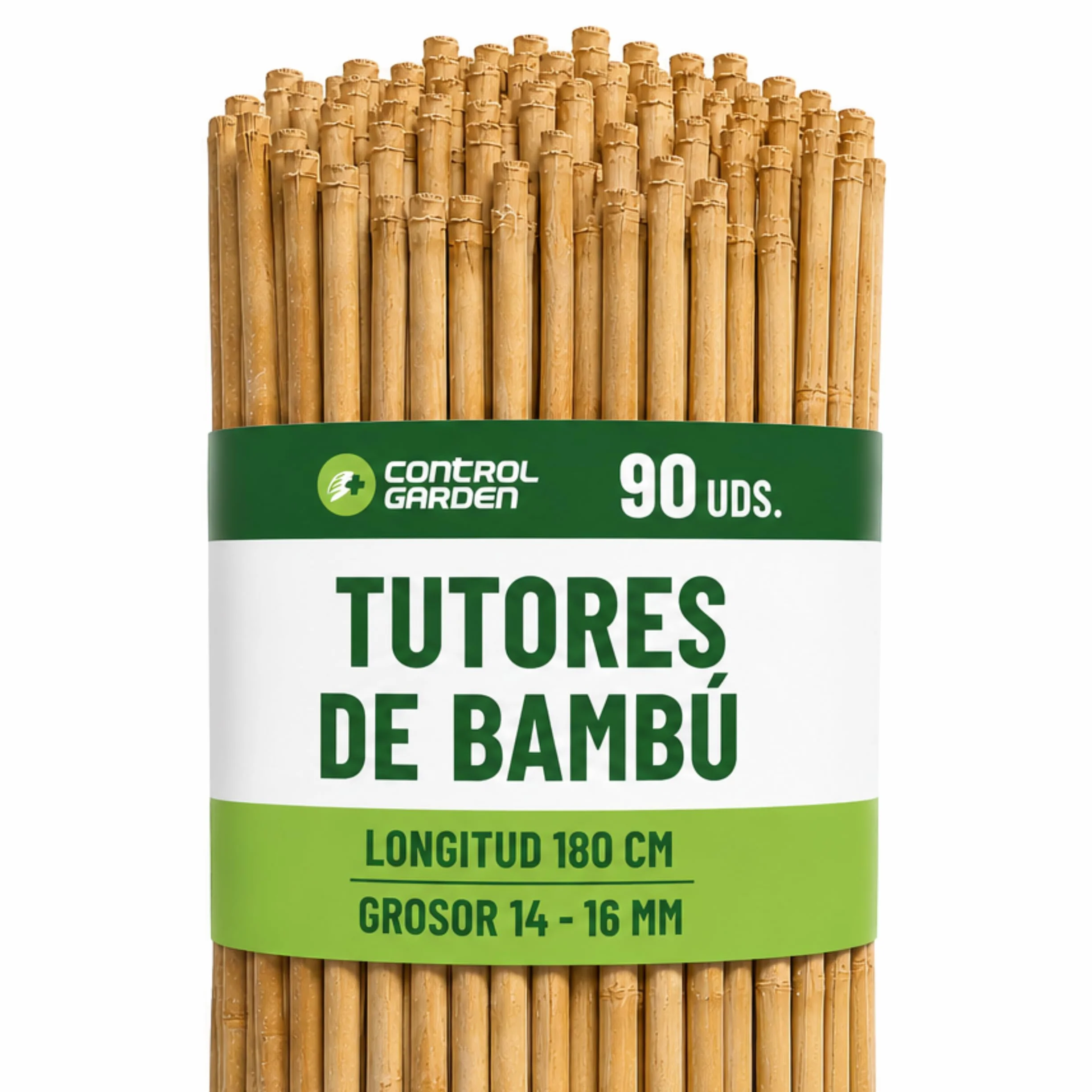 CONTROL GARDEN 90 Tutores de Bambu para Plantas 180 cm Grosor 14-16 cm | Cañas Estacas Natural para Tomateras, Enredaderas y Sujetar Cultivos | Varas Resistentes Huerto y Jardin