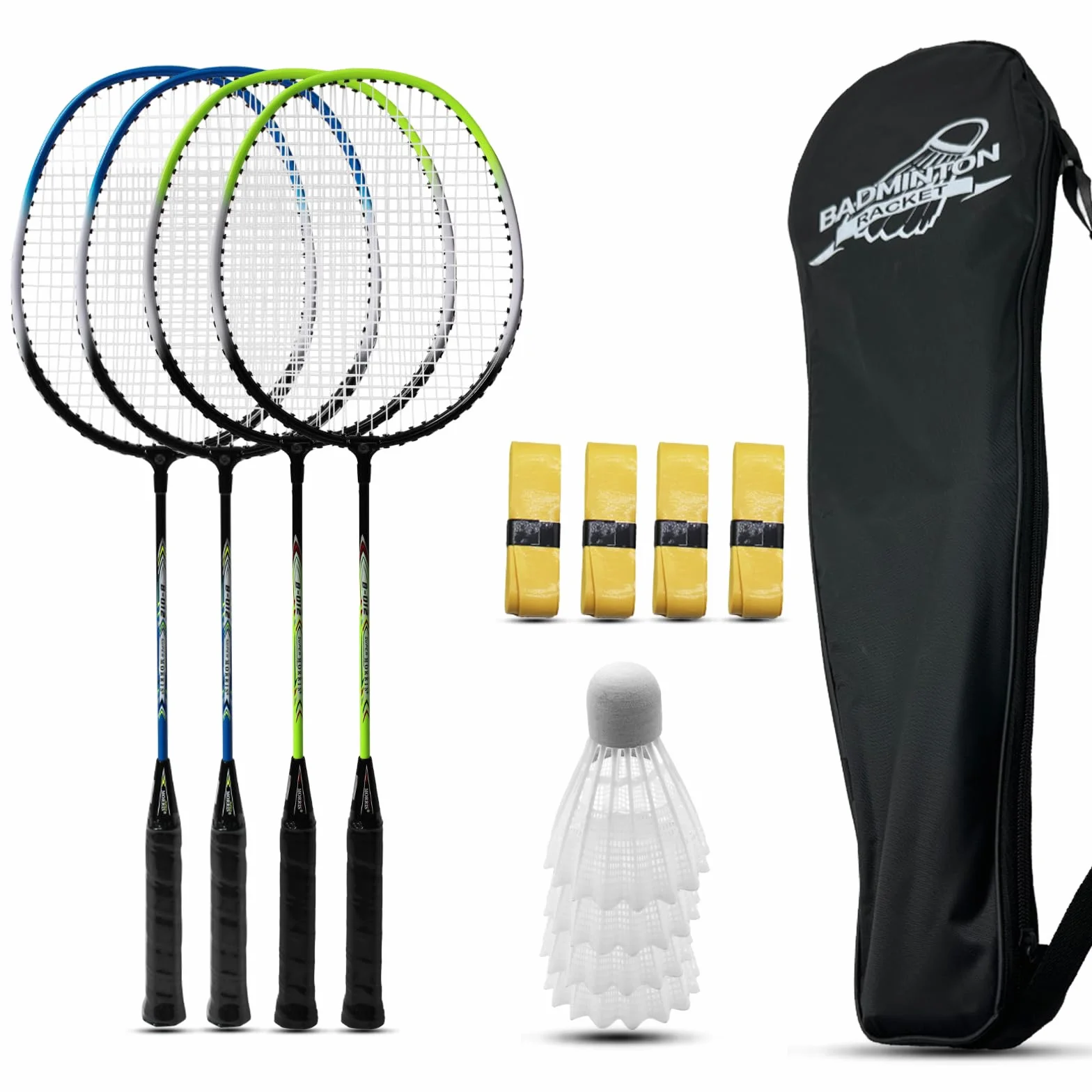 Magicorange Juego de 4 raquetas de bádminton con volantes y bolsa de transporte