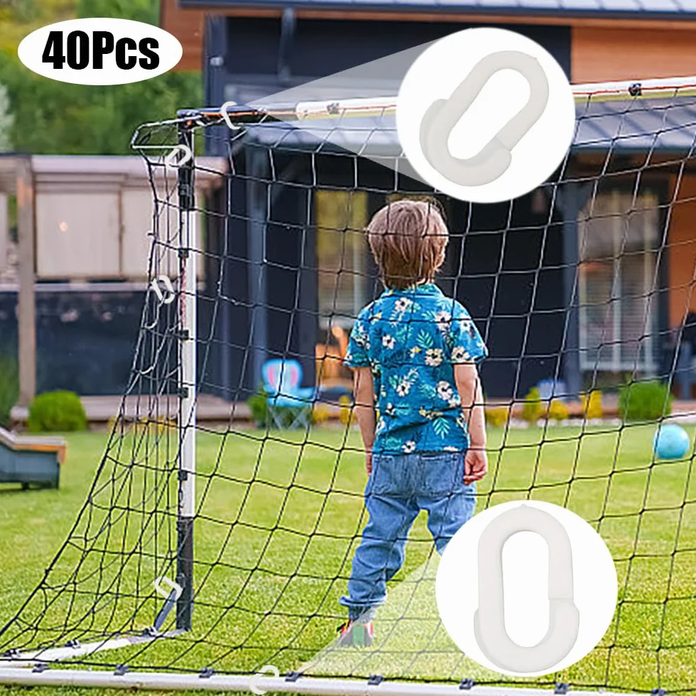 Accesorios de Portería de Plástico Blanco 40 Piezas, Clips de Red de Fútbol