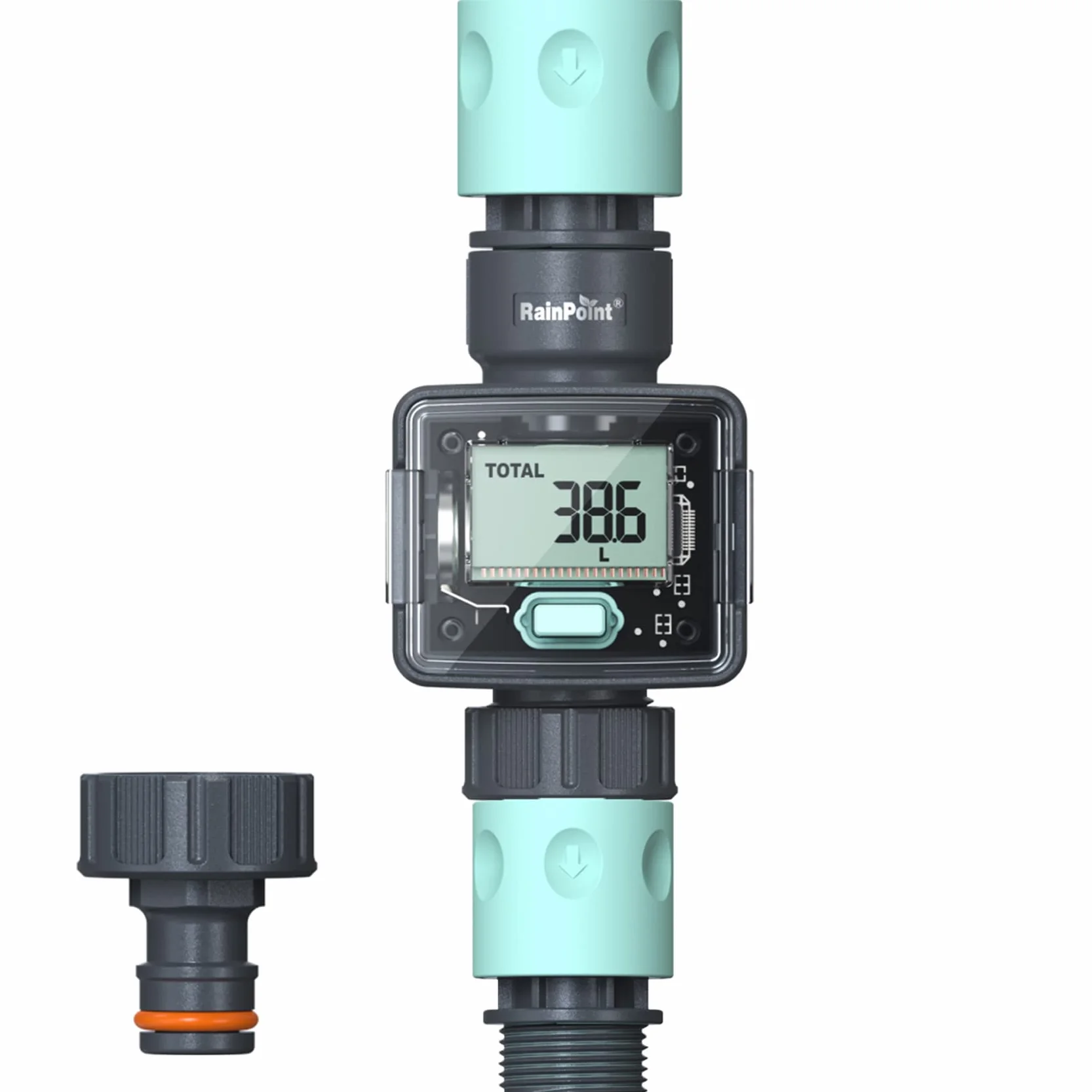 RAINPOINT Contador de Agua, Caudalimetro Agua Digital para Manguera de Jardín de 3/4 Pulgadas, 4 Modos para Controlar el Consumo de Agua, Impermeable IPX6