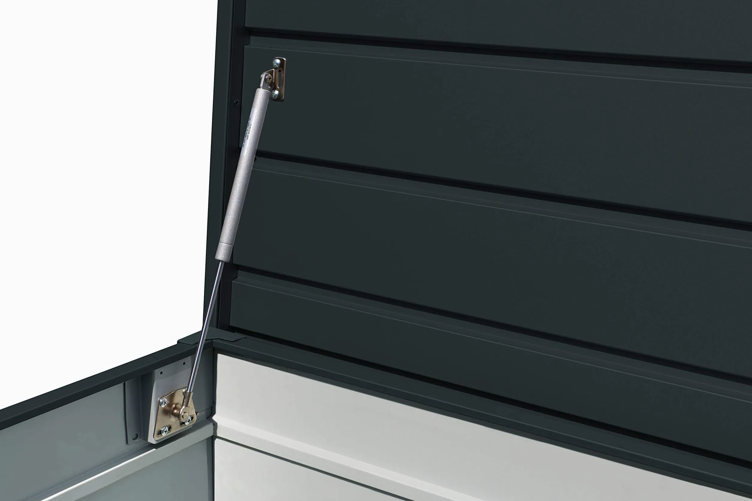 Duramax Caja de cojín de Metal Paladio y Banco pequeño (710 L) con Cilindro hidráulico de Gas y Mango con Cerradura – Caja Antracita