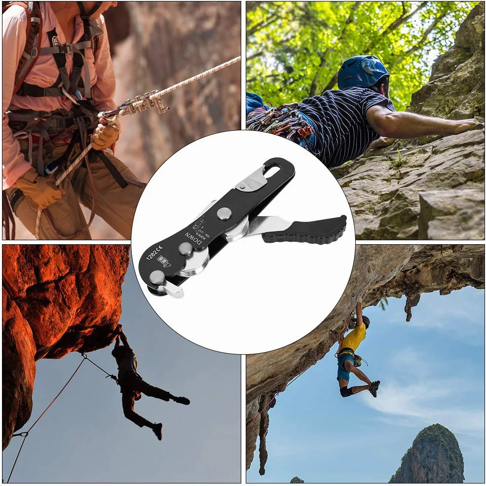 Yosoo Health Gear Descensor de Escalada, Aleación de Aluminio, para Cuerdas de 10 a 12 mm