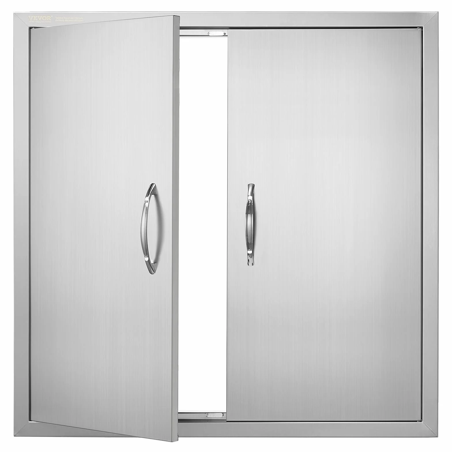 VEVOR Puerta de Acceso a Barbacoa 790 x 790 x 46 mm Puerta de Cocina Exterior Doble Puerta Empotrada de Acero Inoxidable con Manija para Isla de Barbacoa, Estación de Parrilla, Armario Exterior