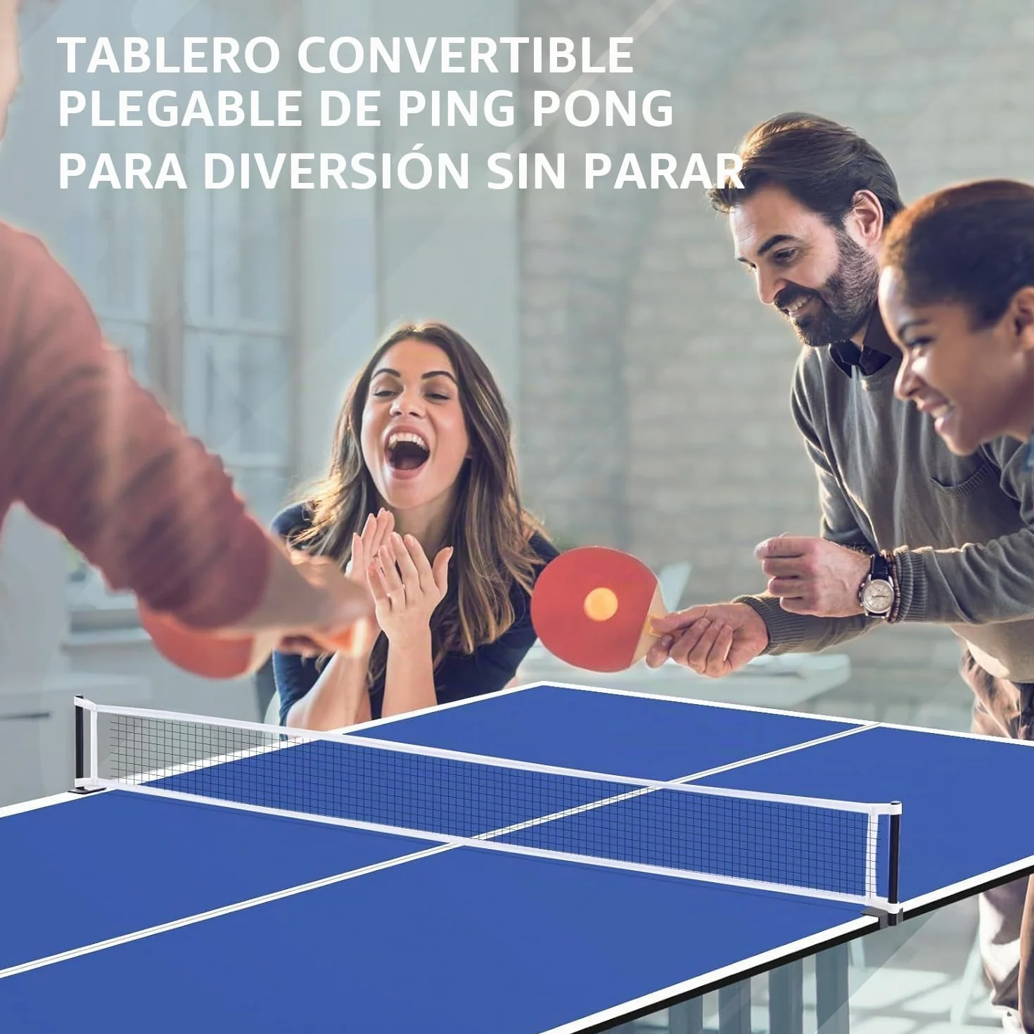 Mesa de Ping Pong Plegable 7FT Tablero Tenis de Mesa 210 x 120 cm