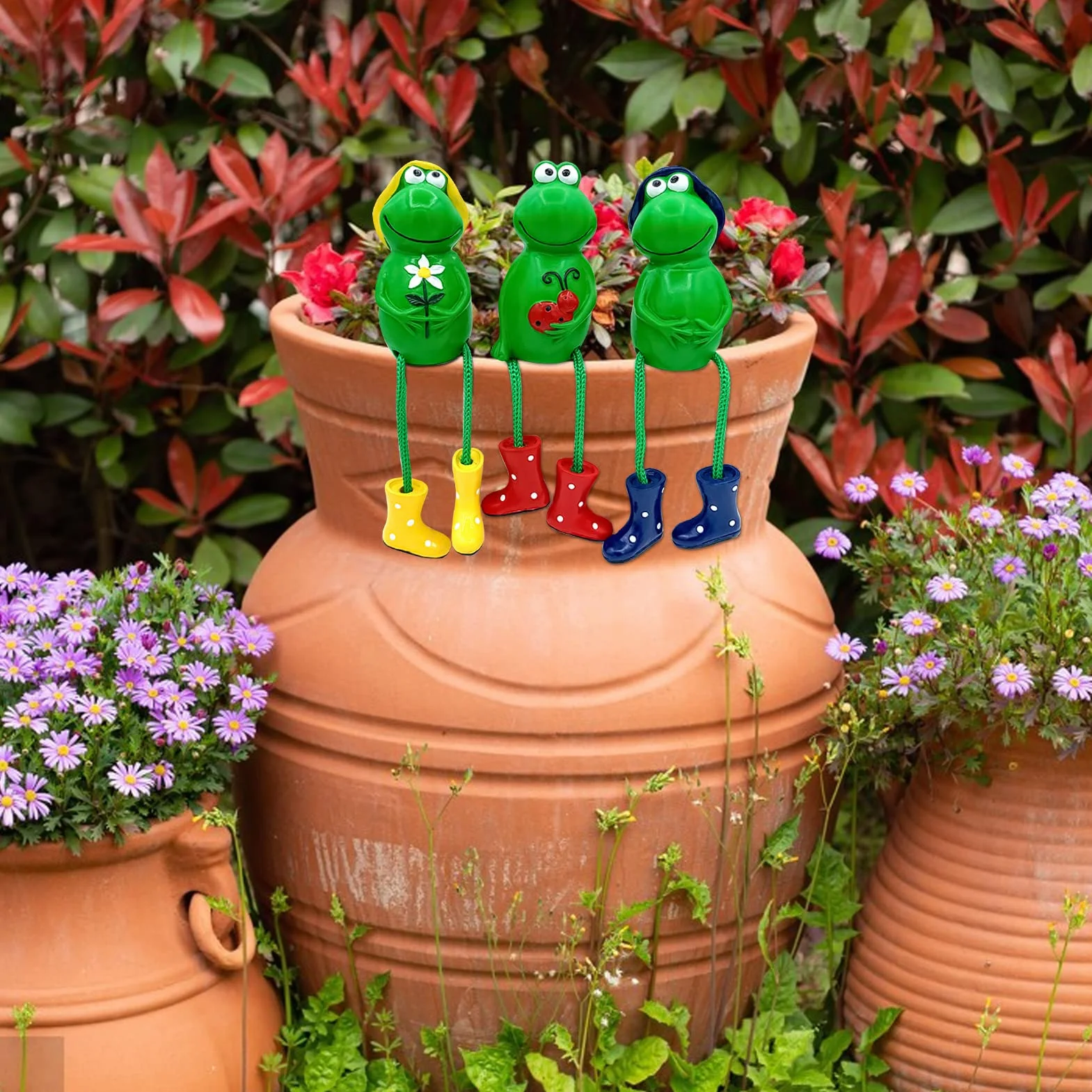 Figuras decorativas de rana para jardín, 3 unidades, estatua decorativa de jardín, figura de jardín, para exteriores, estatua de resina, granja, balcón, estanque, sala de estar, oficina, decoración (B